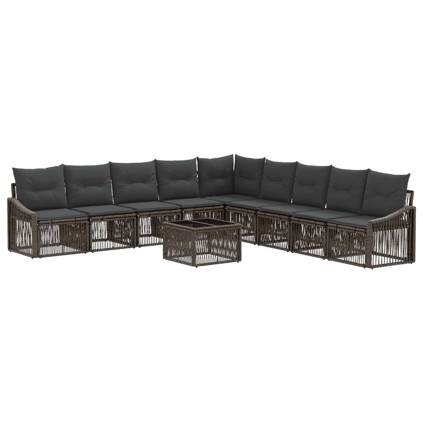 vidaXL Gartensofa-set 10 pcs Grau Poly-Rattan