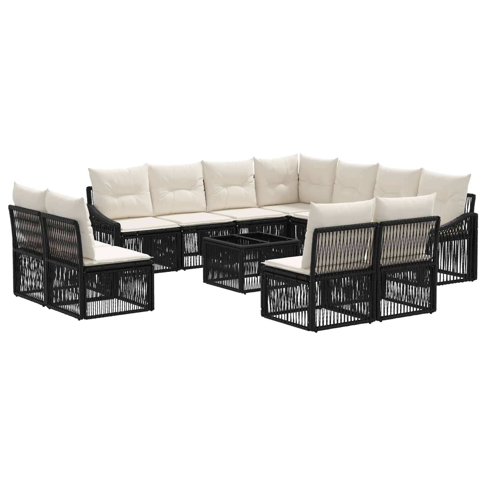 vidaXL Gartensofa-set 12 pcs Schwarz Poly-Rattan