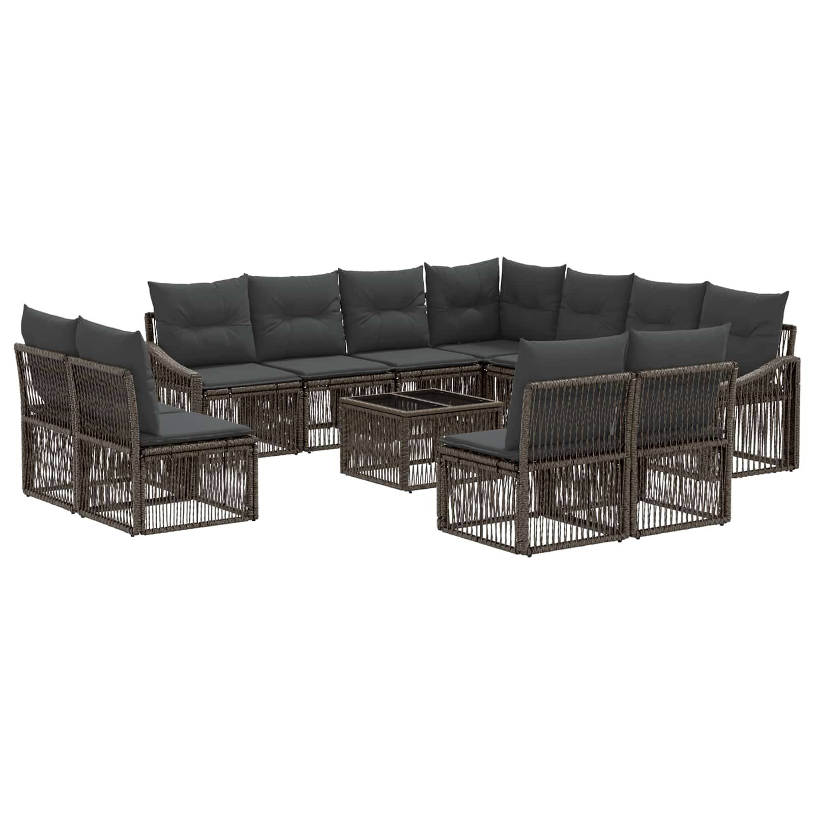 vidaXL Gartensofa-set 12 pcs Grau Poly-Rattan