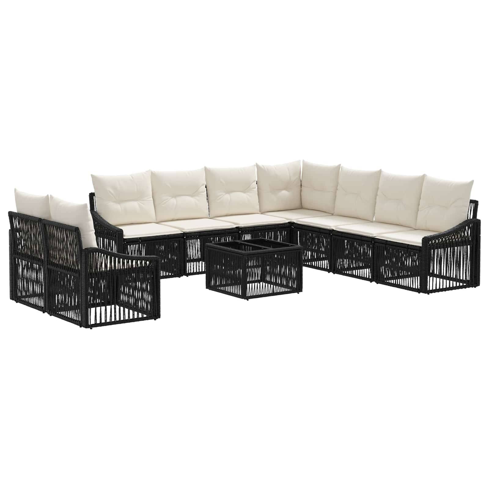 vidaXL Gartensofa-set 10 pcs Schwarz Poly-Rattan