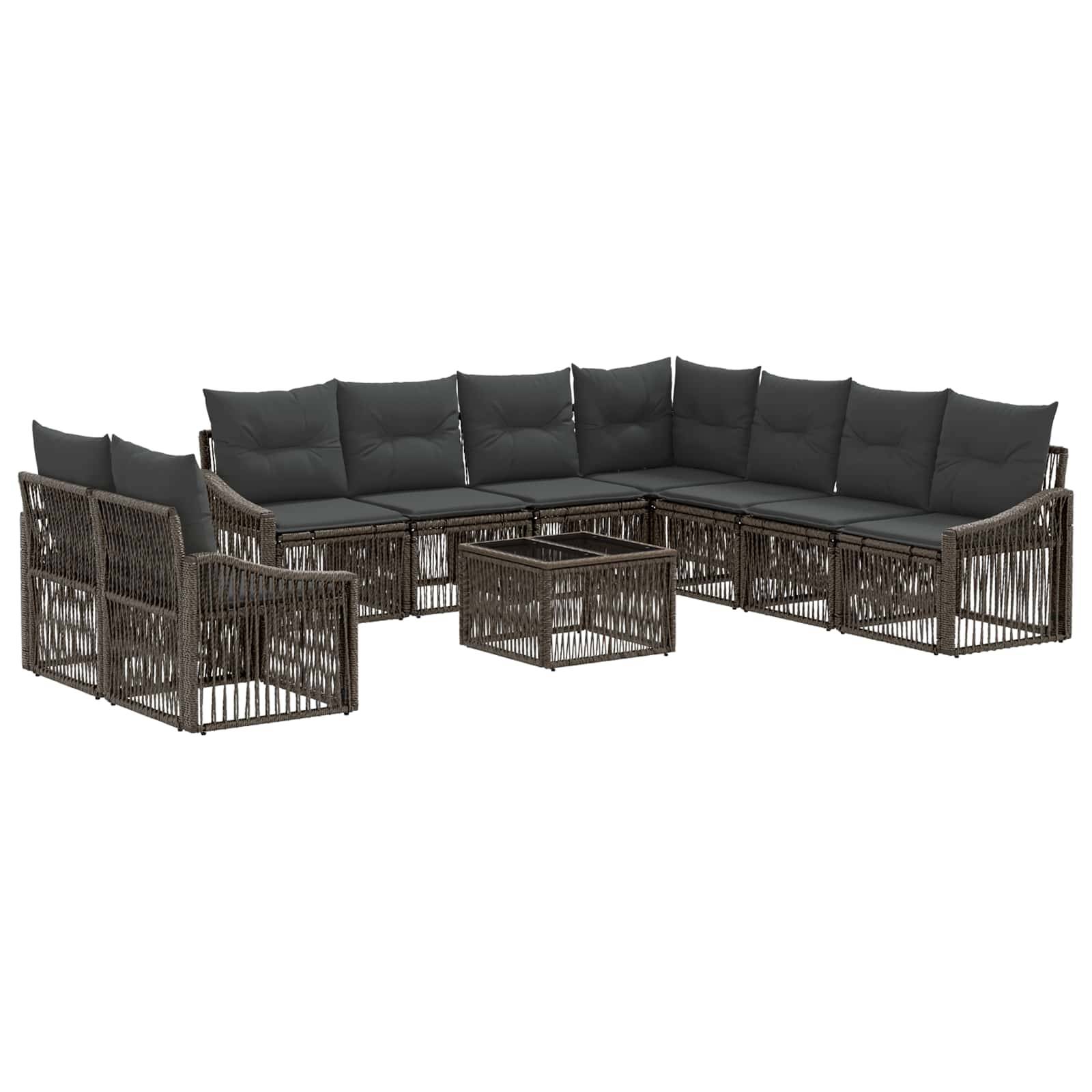 vidaXL Gartensofa-set 10 pcs Grau Poly-Rattan