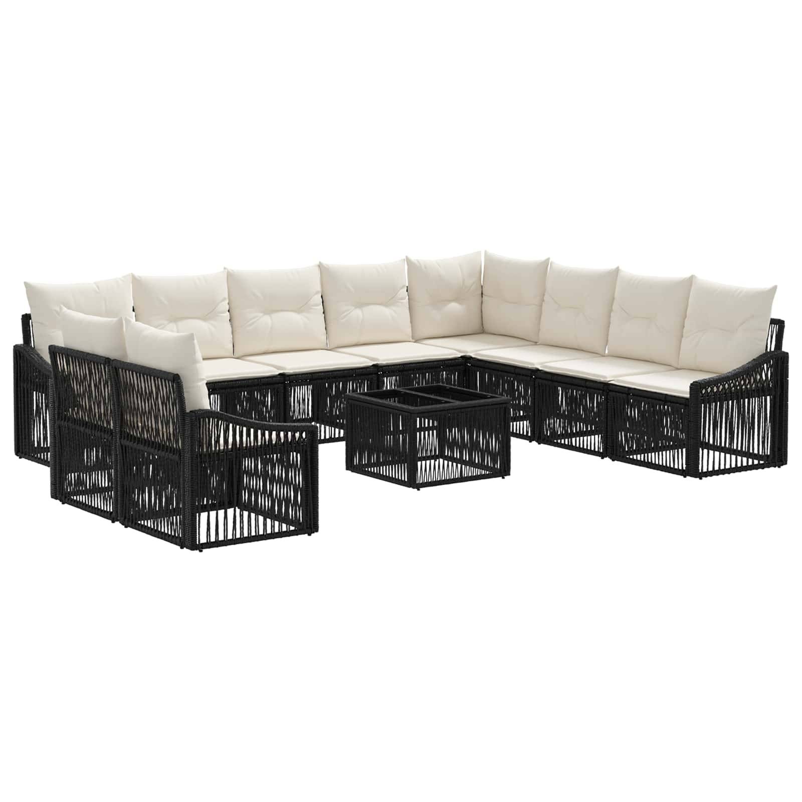 vidaXL Gartensofa-set 11 pcs Schwarz Poly-Rattan