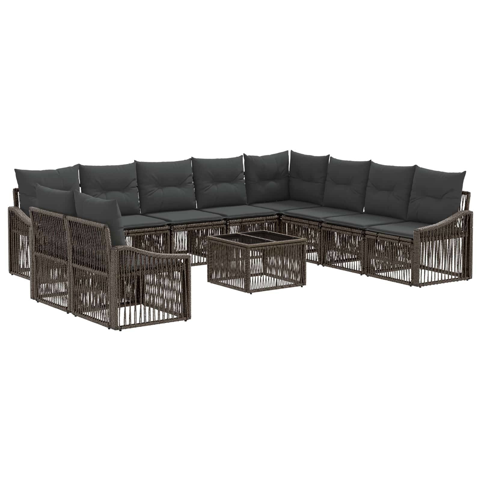 vidaXL Gartensofa-set 11 pcs Grau Poly-Rattan