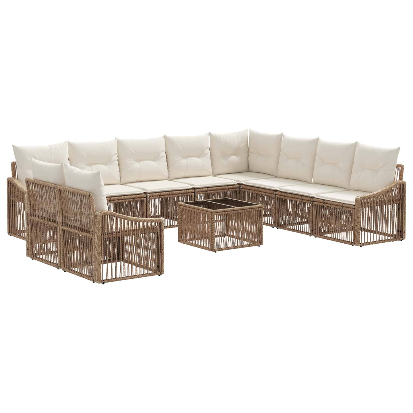 vidaXL Gartensofa-set 11 pcs Beige Poly-Rattan