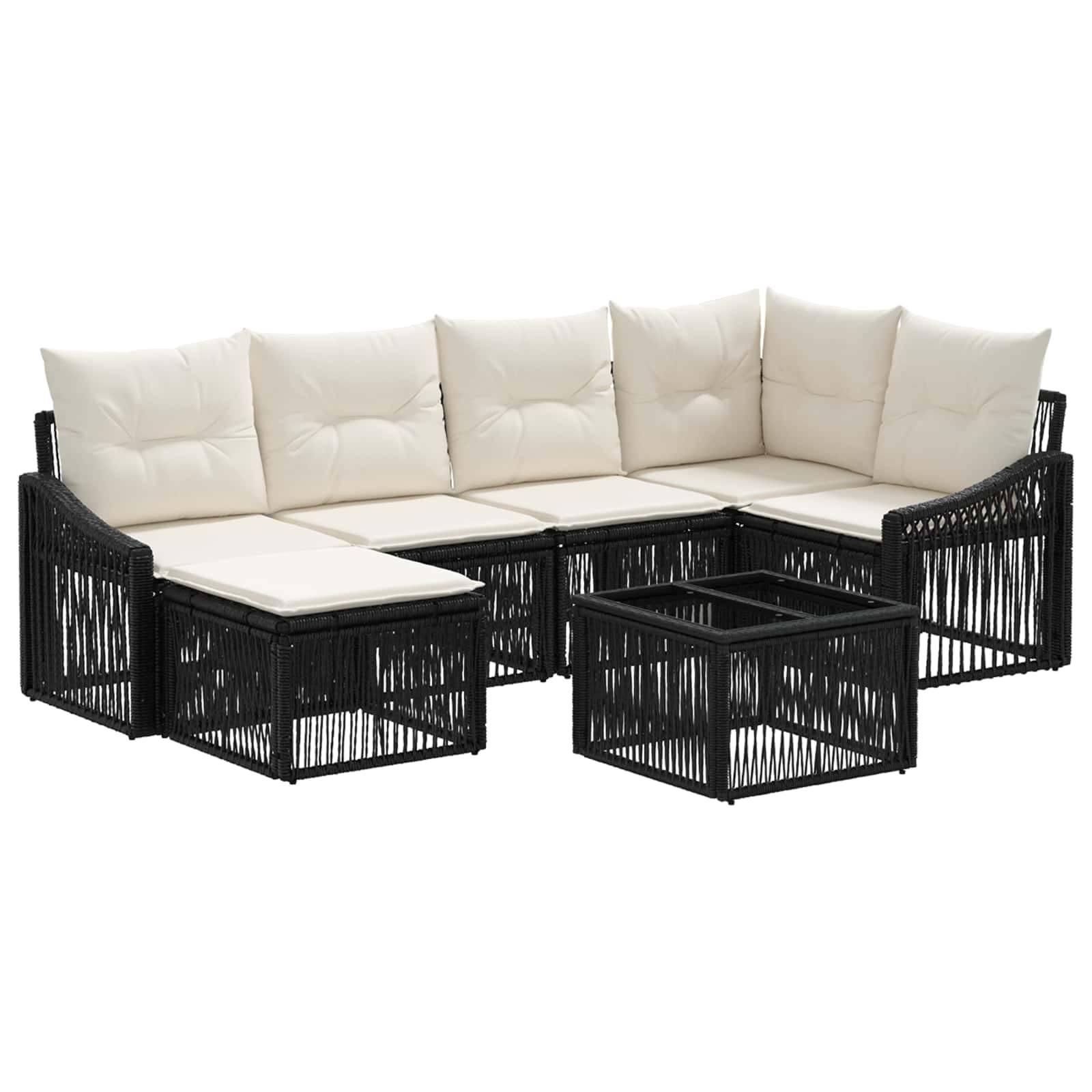vidaXL Gartensofa-set 7 pcs Schwarz Poly-Rattan