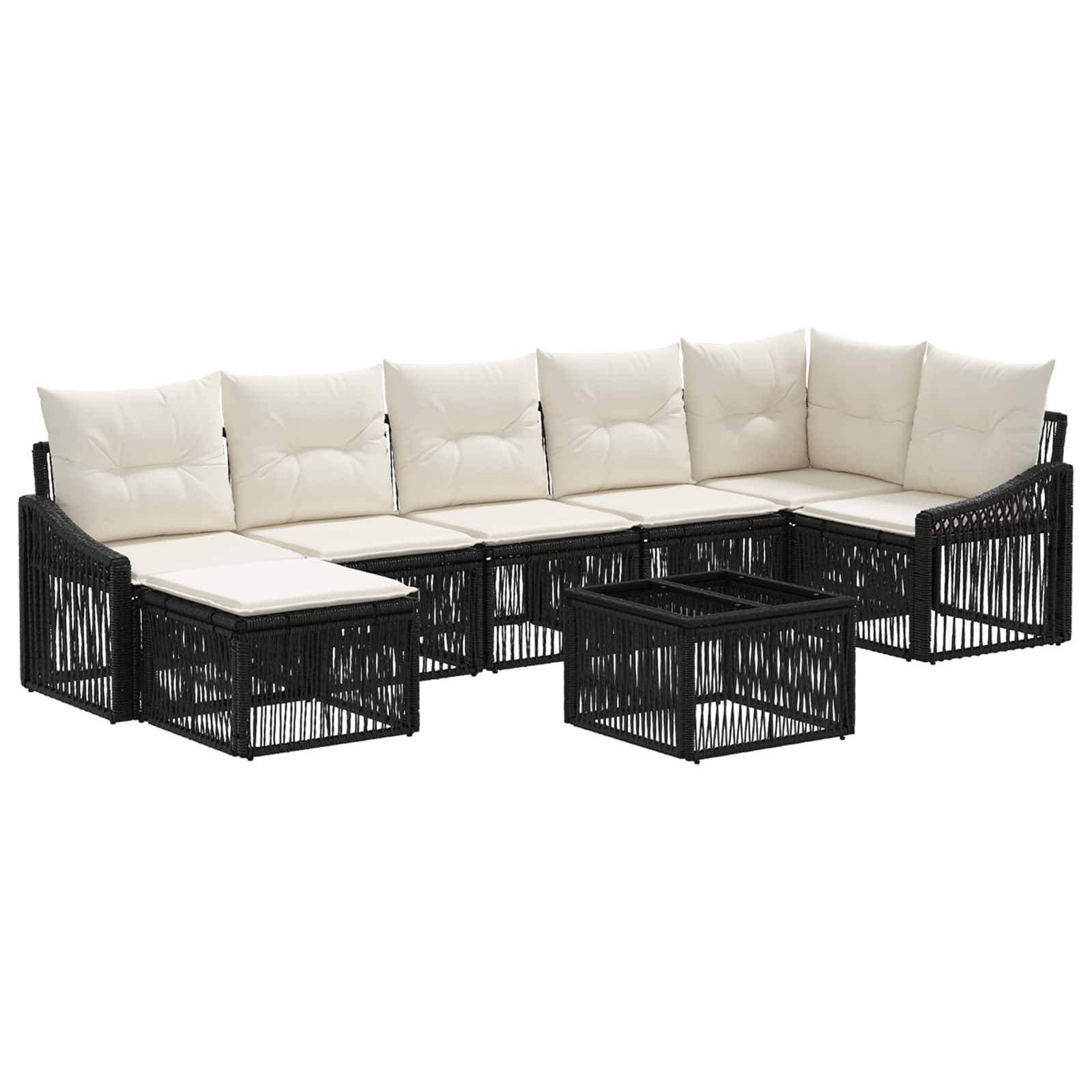 vidaXL Gartensofa-set 8 pcs Schwarz Poly-Rattan