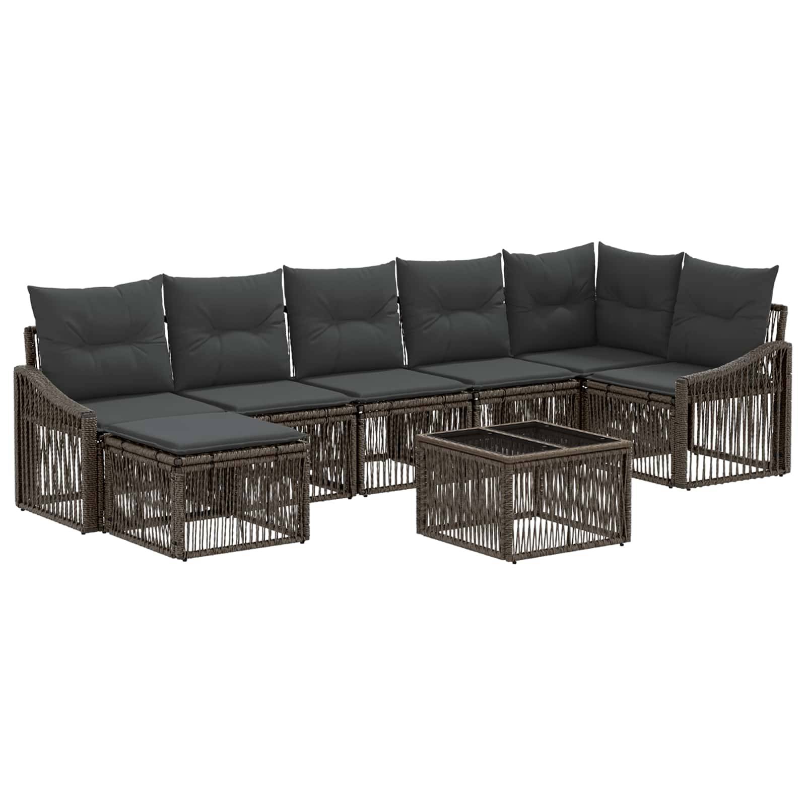 vidaXL Gartensofa-set 8 pcs Grau Poly-Rattan