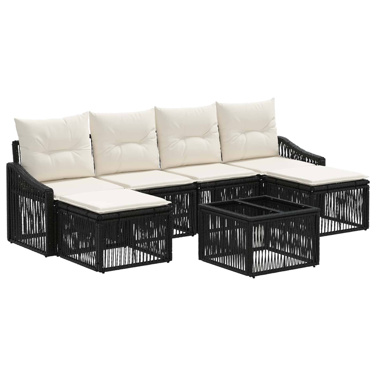 vidaXL Gartensofa-set 7 pcs Schwarz Poly-Rattan