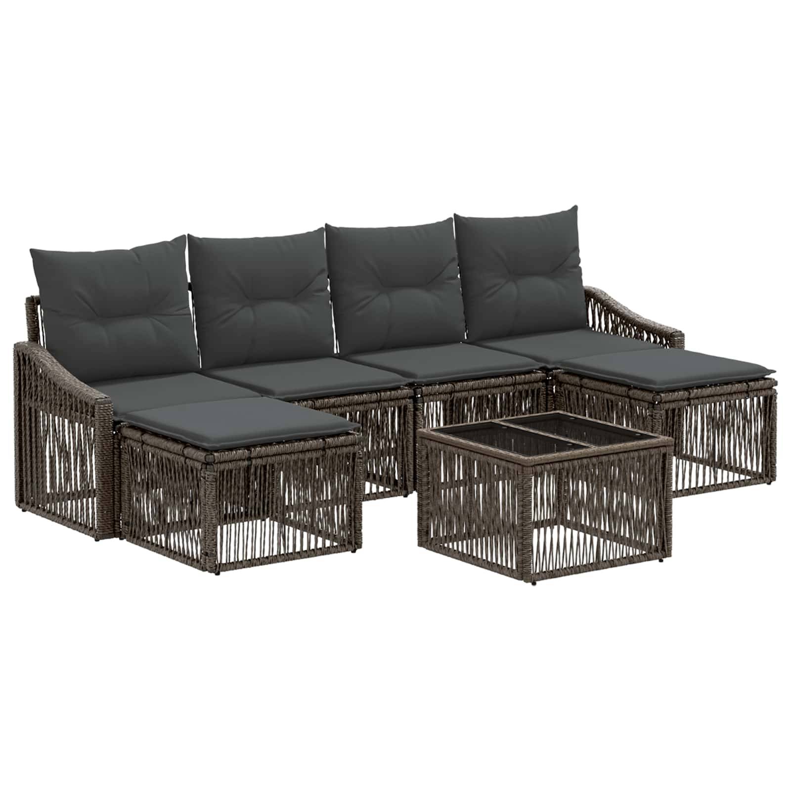vidaXL Gartensofa-set 7 pcs Grau Poly-Rattan