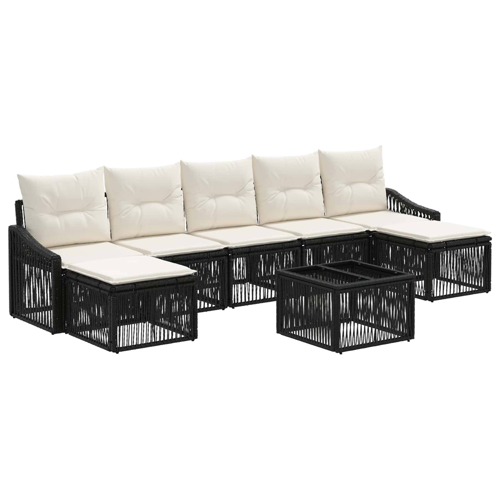 vidaXL Gartensofa-set 8 pcs Schwarz Poly-Rattan