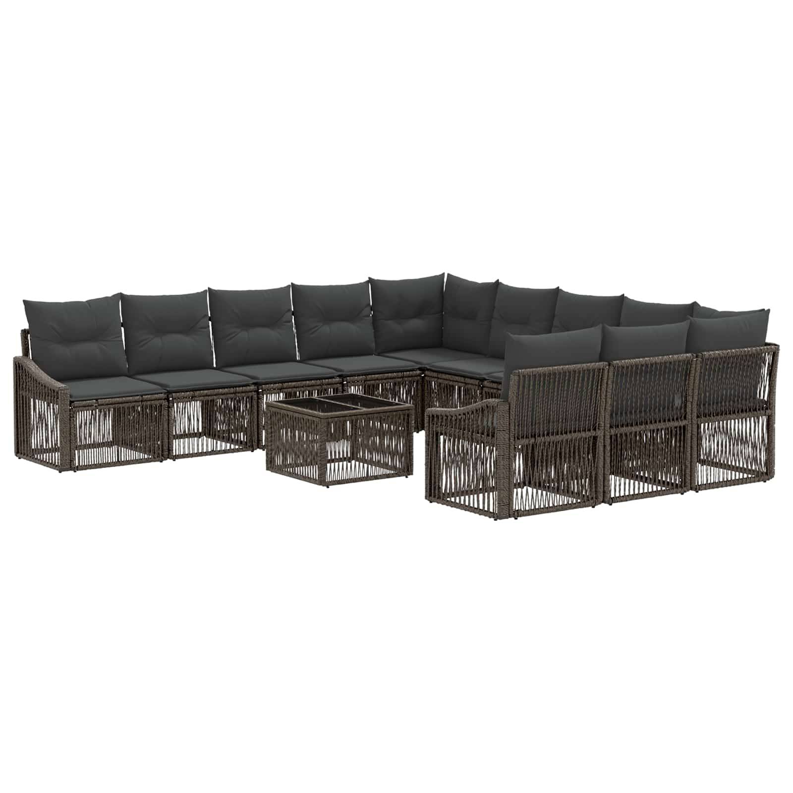 vidaXL Gartensofa-set 12 pcs Grau Poly-Rattan