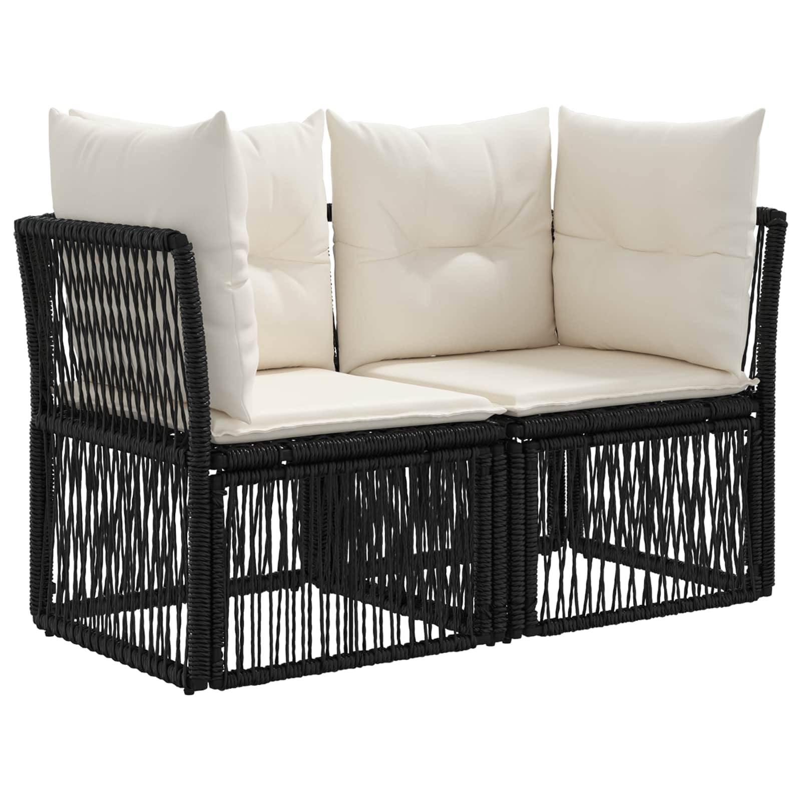 vidaXL Gartensofa-set 14 stk. Schwarz und Cremeweiß Poly-Rattan