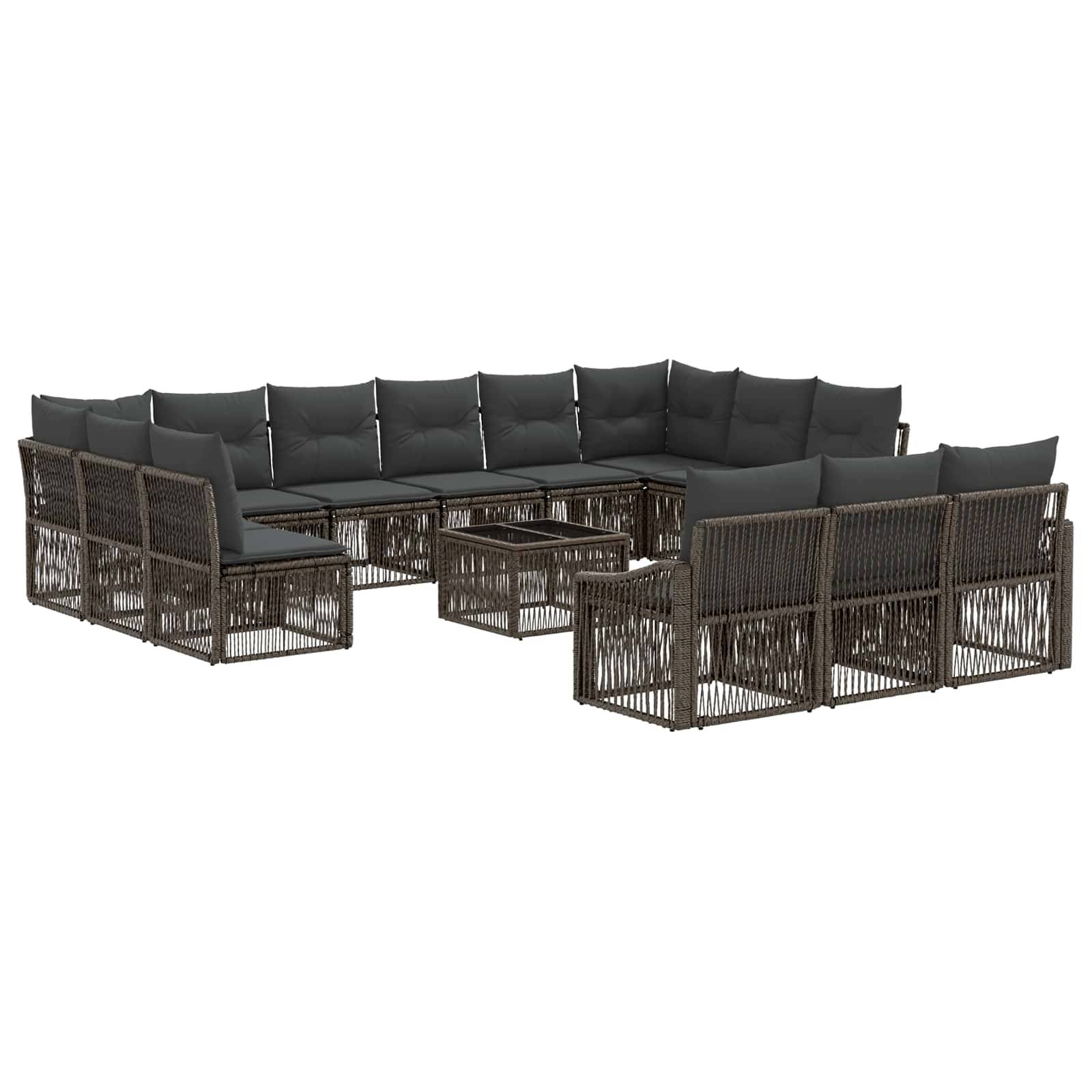 vidaXL Gartensofa-set 14 pcs Grau Poly-Rattan
