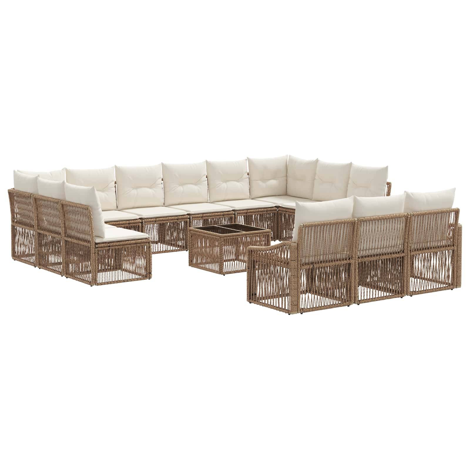 vidaXL Gartensofa-set 14 pcs Beige Poly-Rattan