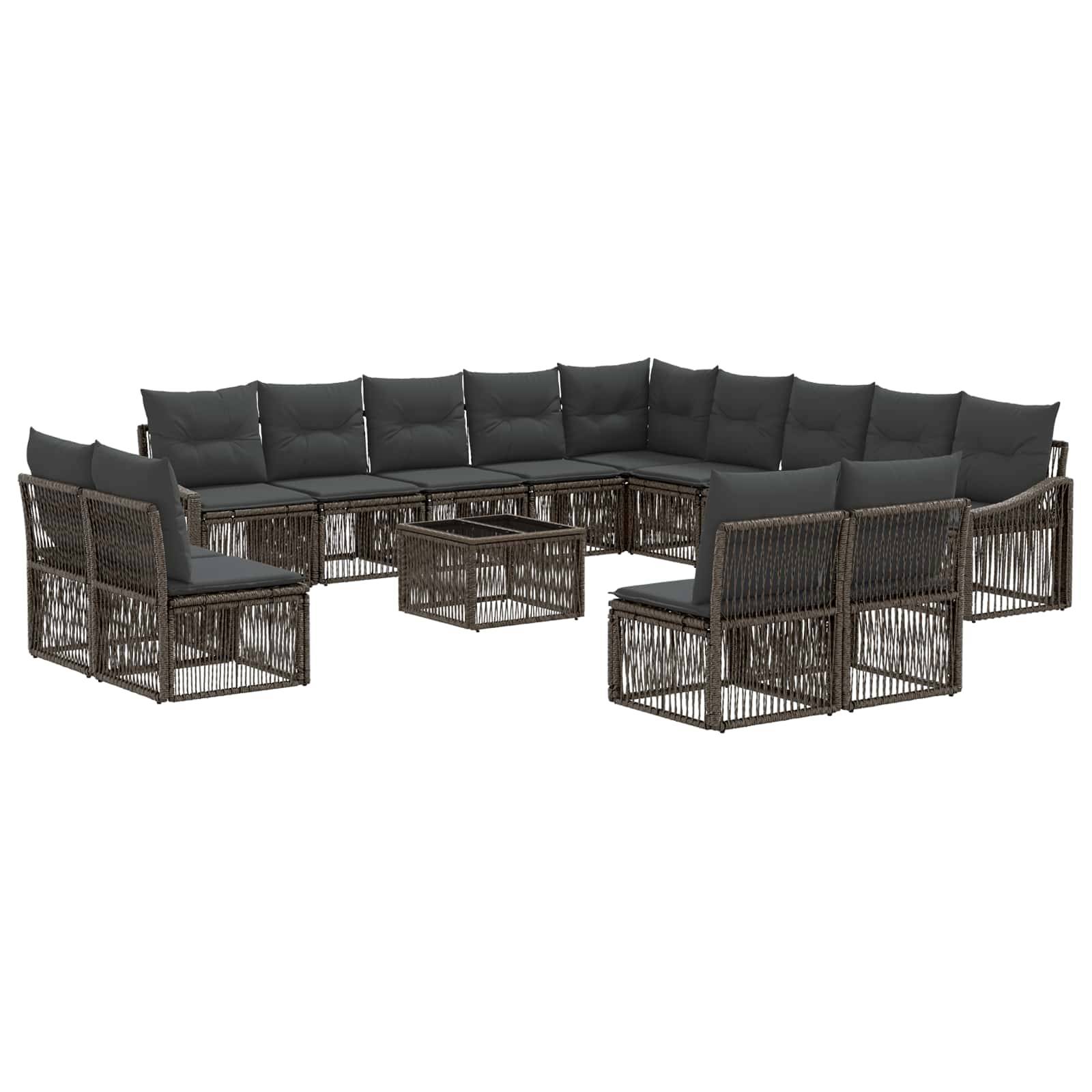 vidaXL Gartensofa-set 14 pcs Grau Poly-Rattan