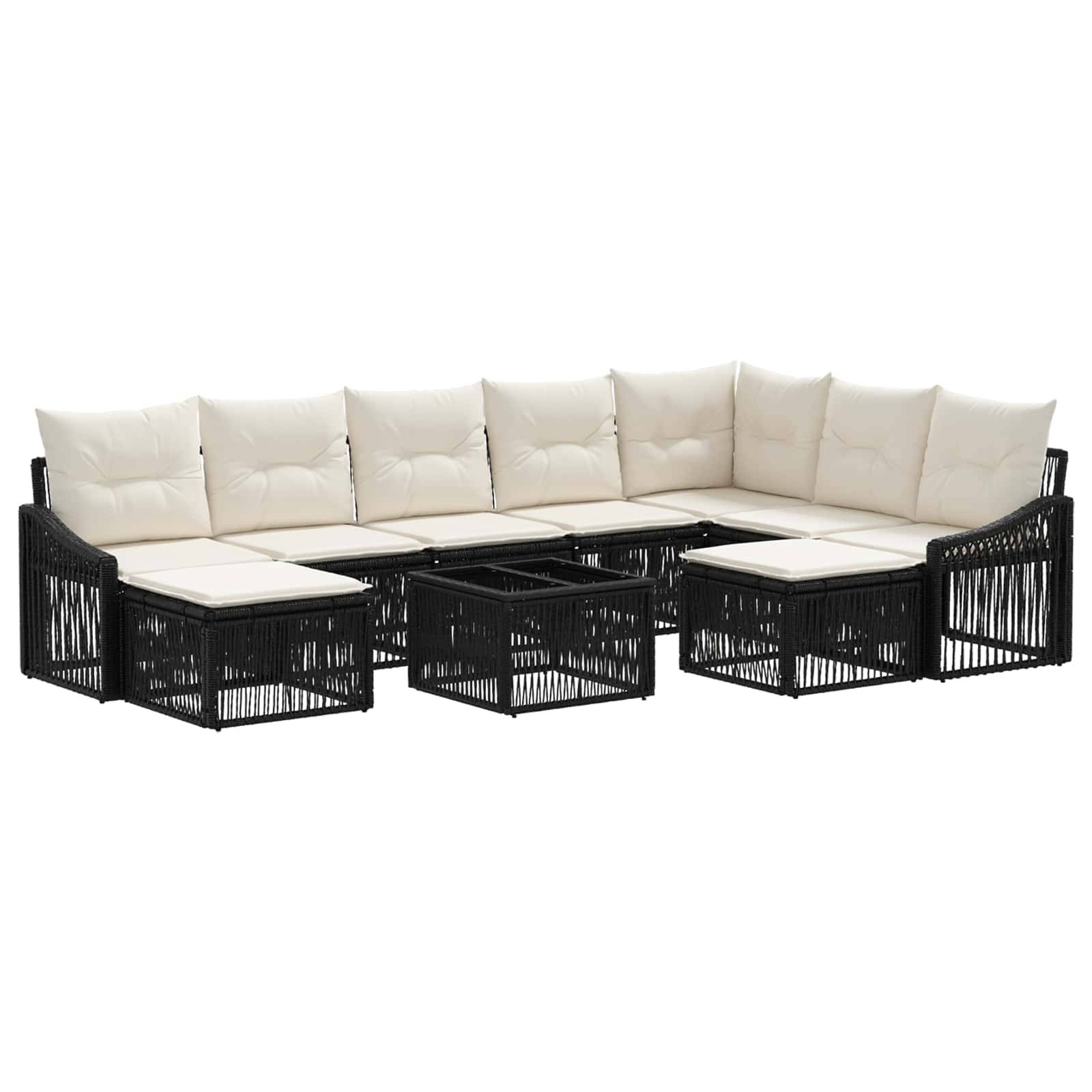 vidaXL Gartensofa-set 10 pcs Schwarz Poly-Rattan