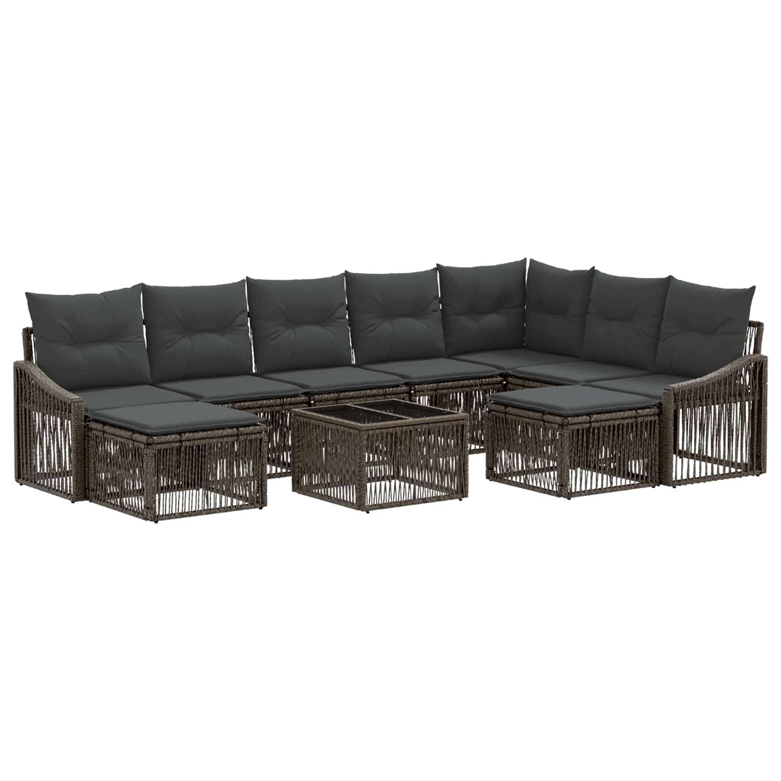 vidaXL Gartensofa-set 10 pcs Grau Poly-Rattan