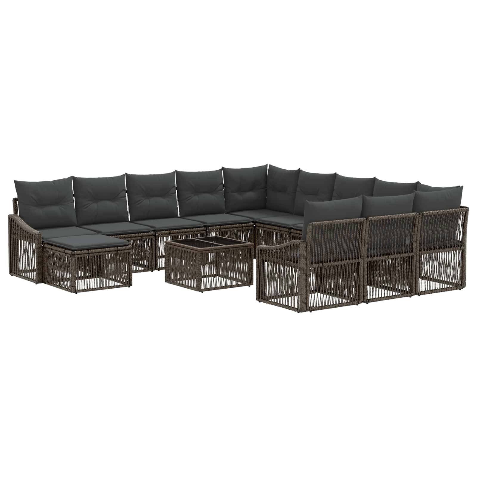 vidaXL Gartensofa-set 13 pcs Grau Poly-Rattan