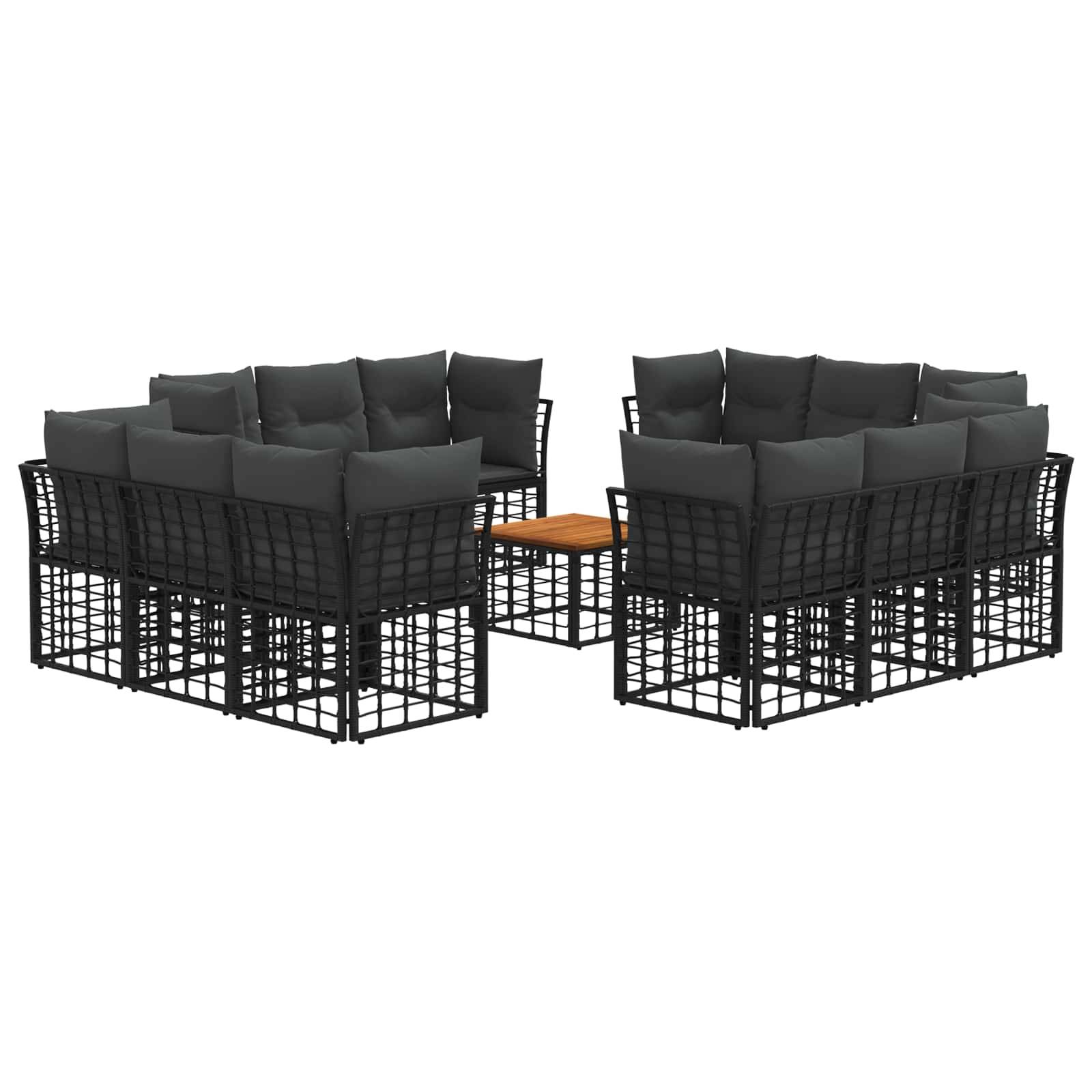 vidaXL Outdoor-Sofagarnitur 13 pcs Schwarz und Dunkelgrau Polyester