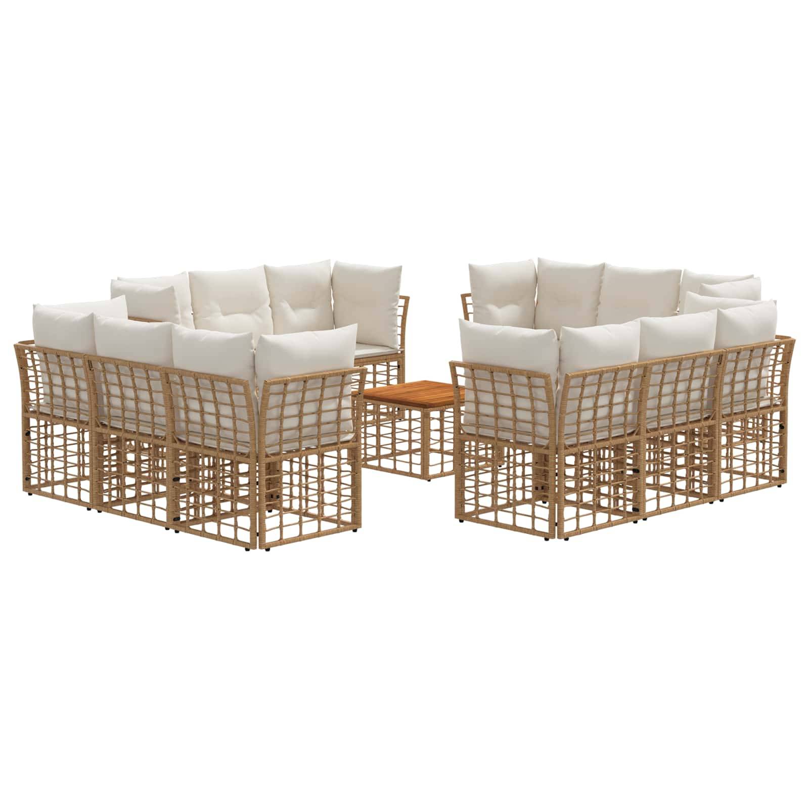 vidaXL Outdoor-Sofagarnitur 13 pcs Natürlich und Cremweiß Polyester