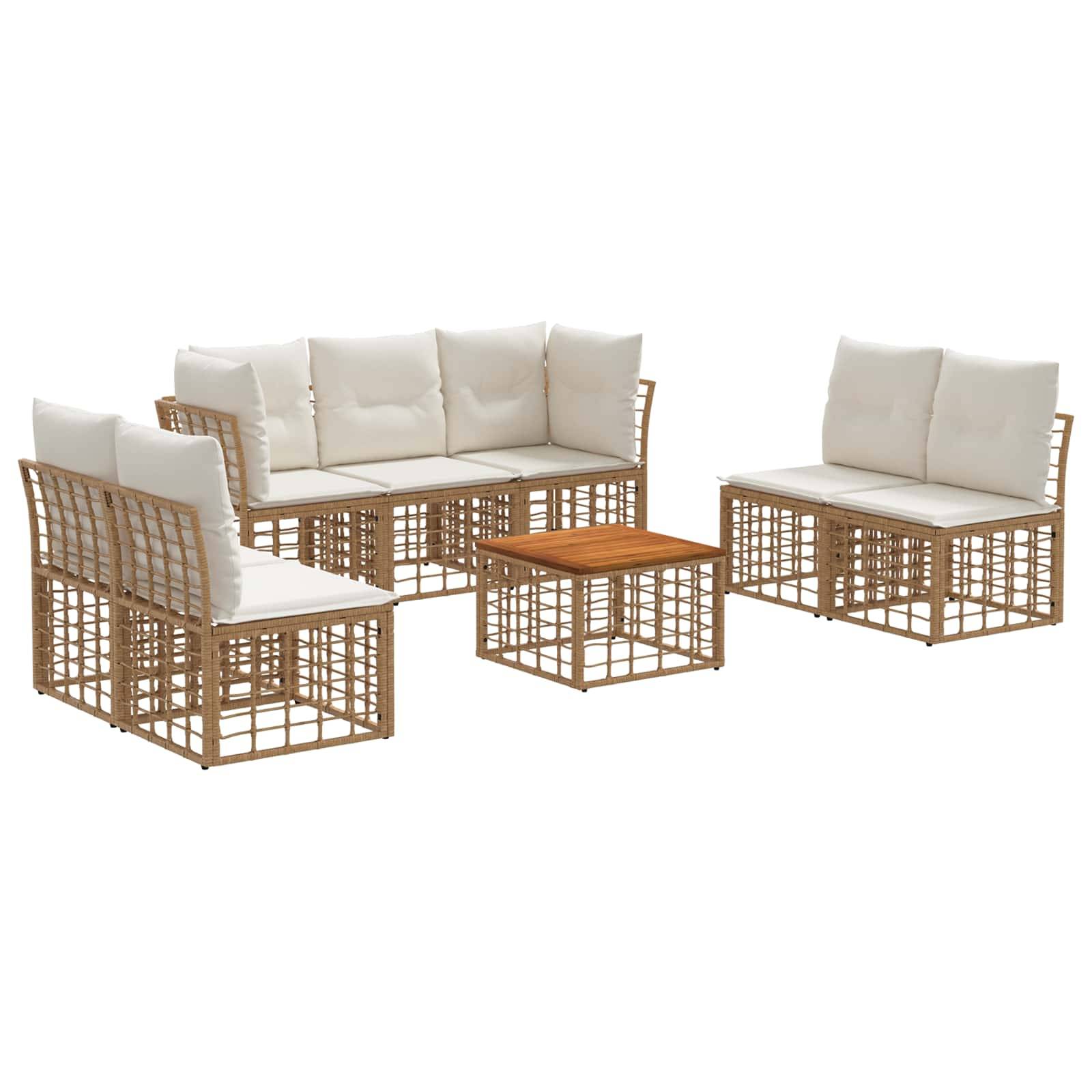 vidaXL Outdoor-Sofagarnitur 8 pcs Natürlich und Cremweiß Polyester