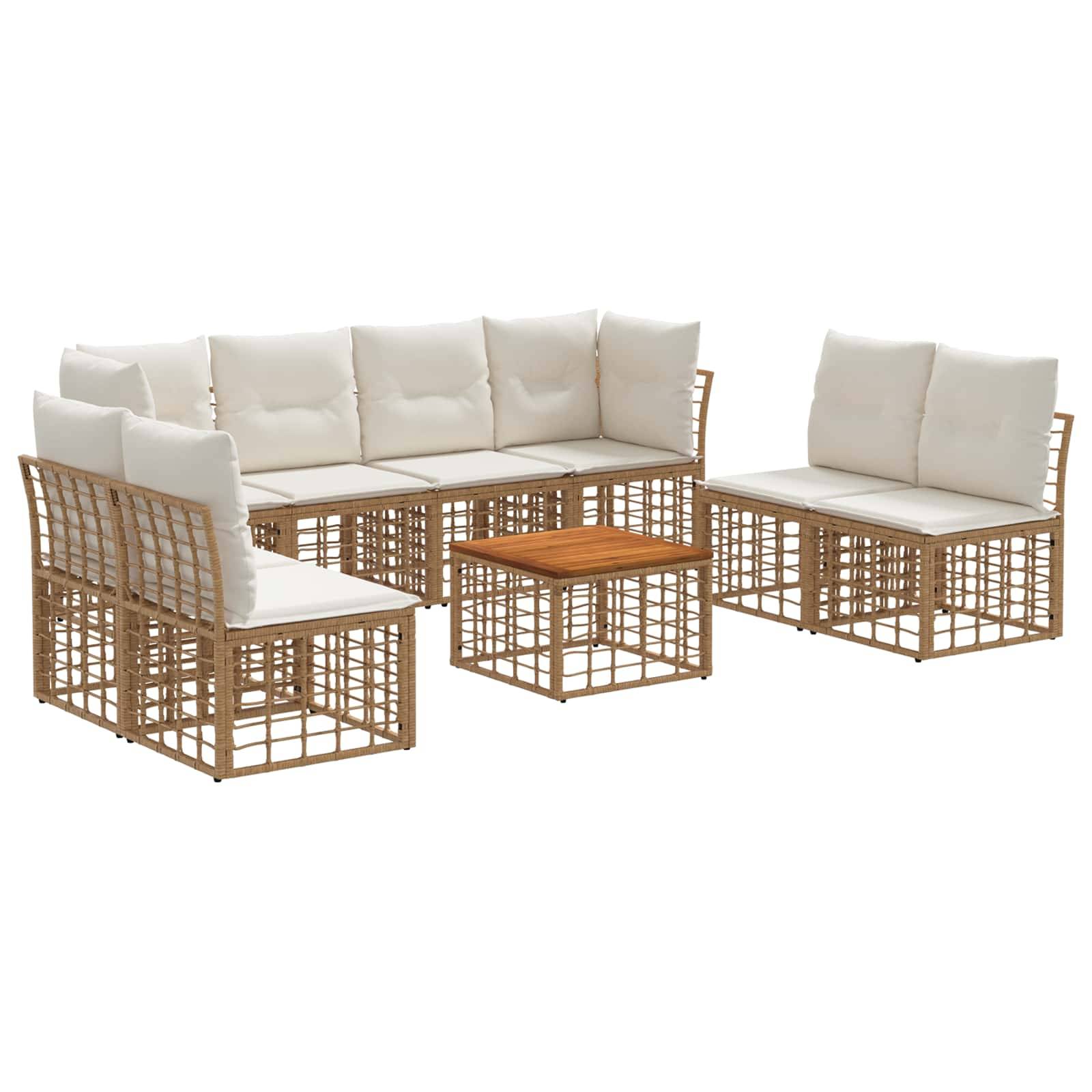 vidaXL Outdoor-Sofagarnitur 9 pcs Natürlich und Cremweiß Polyester