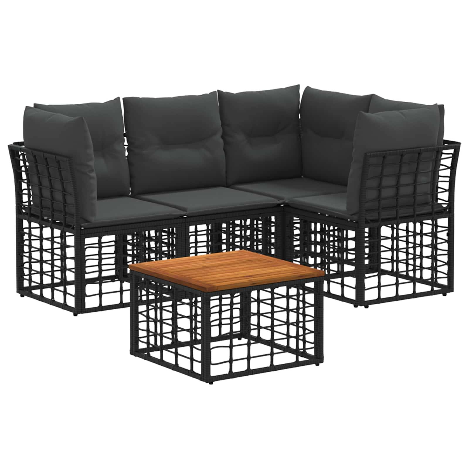 vidaXL Outdoor-Sofagarnitur 5 pcs Schwarz und Dunkelgrau Polyester