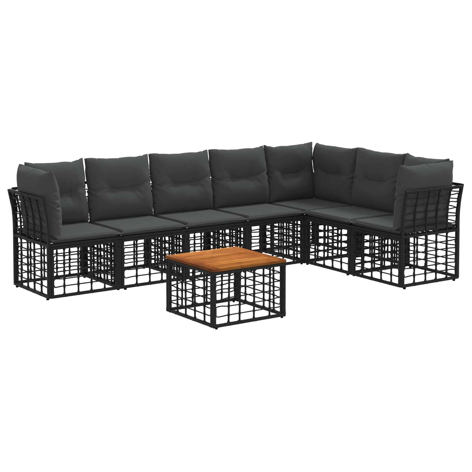 vidaXL Outdoor-Sofagarnitur 8 pcs Schwarz und Dunkelgrau Polyester