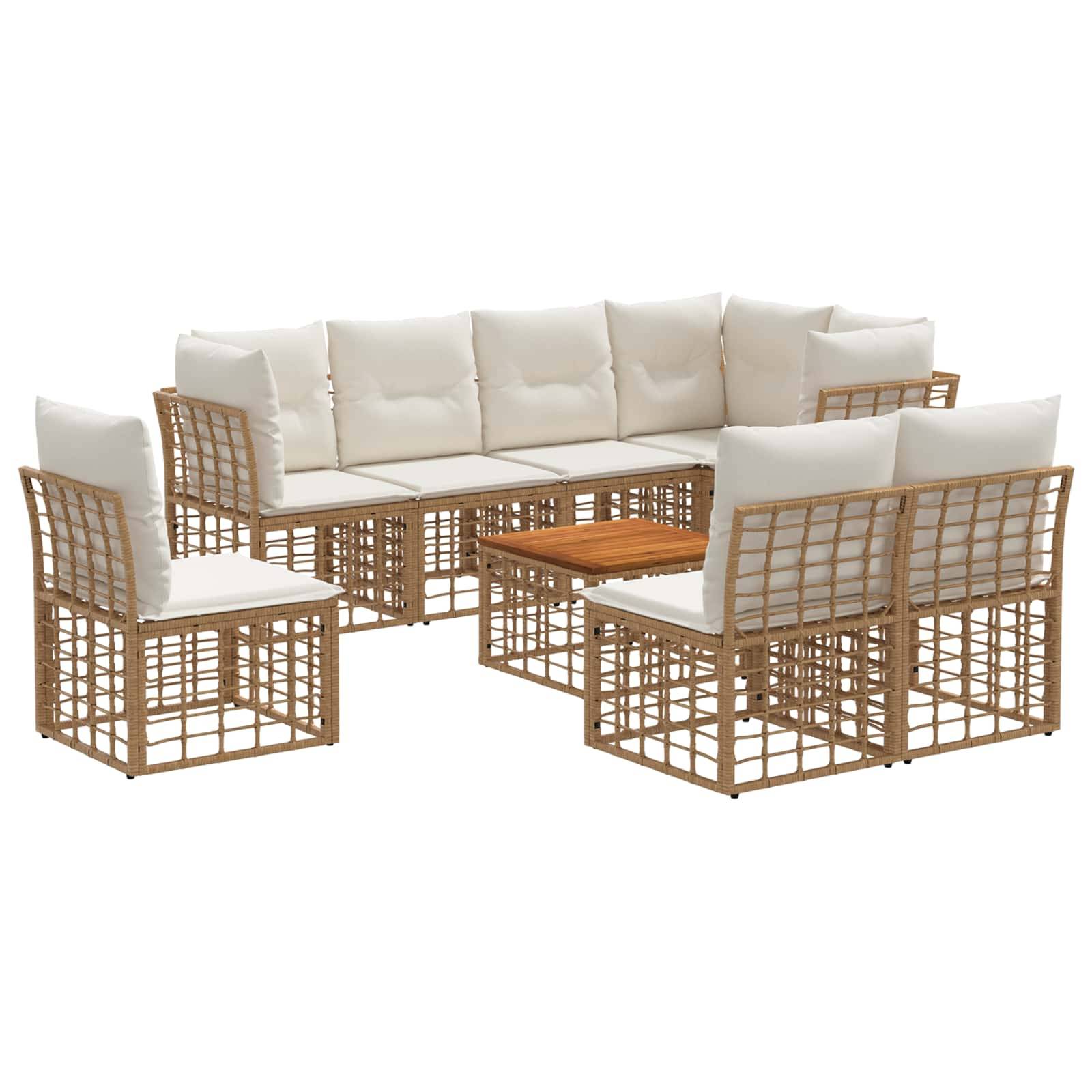 vidaXL Outdoor-Sofagarnitur 9 pcs Natürlich und Cremweiß Polyester