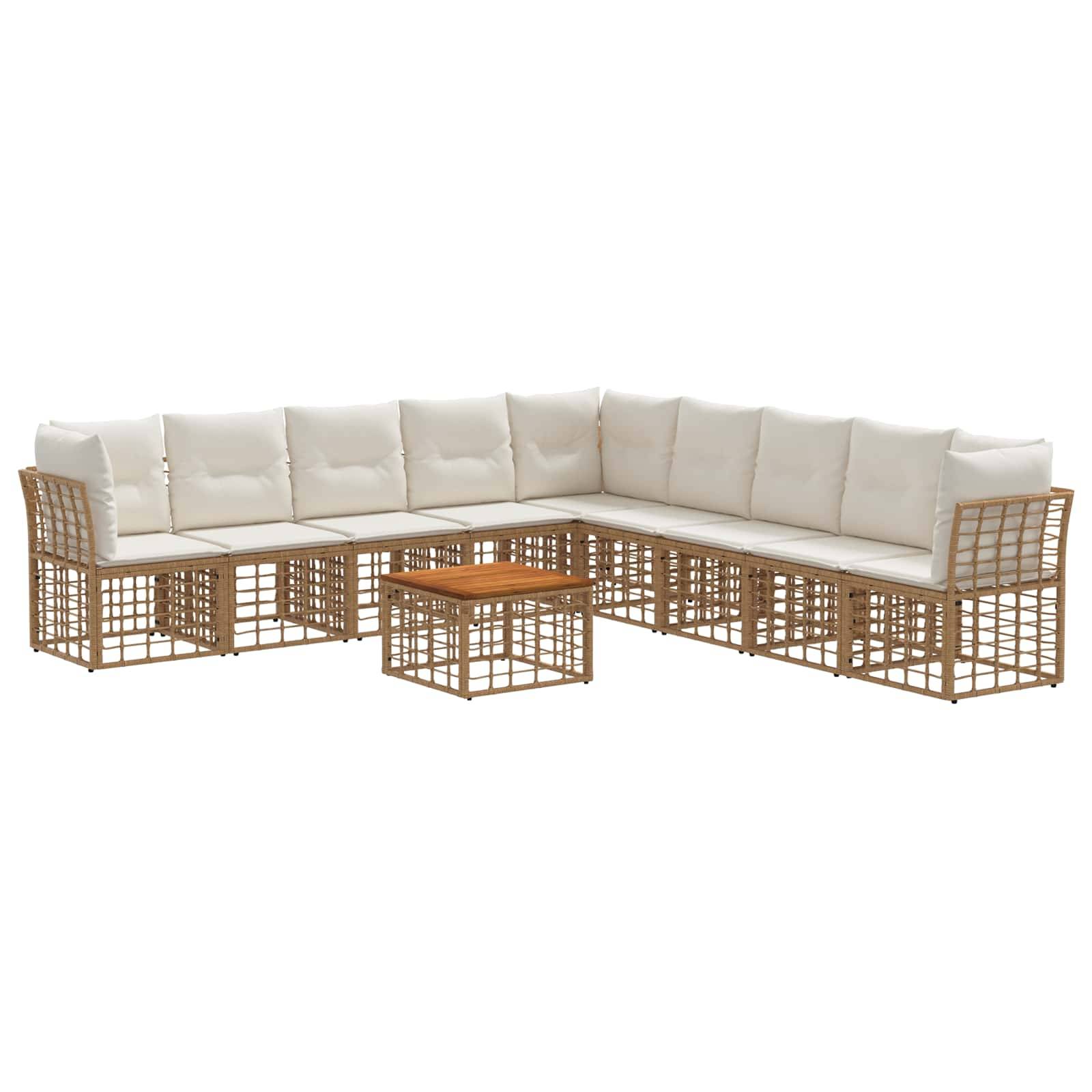 vidaXL Outdoor-Sofagarnitur 10 pcs Natürlich und Cremweiß Polyester