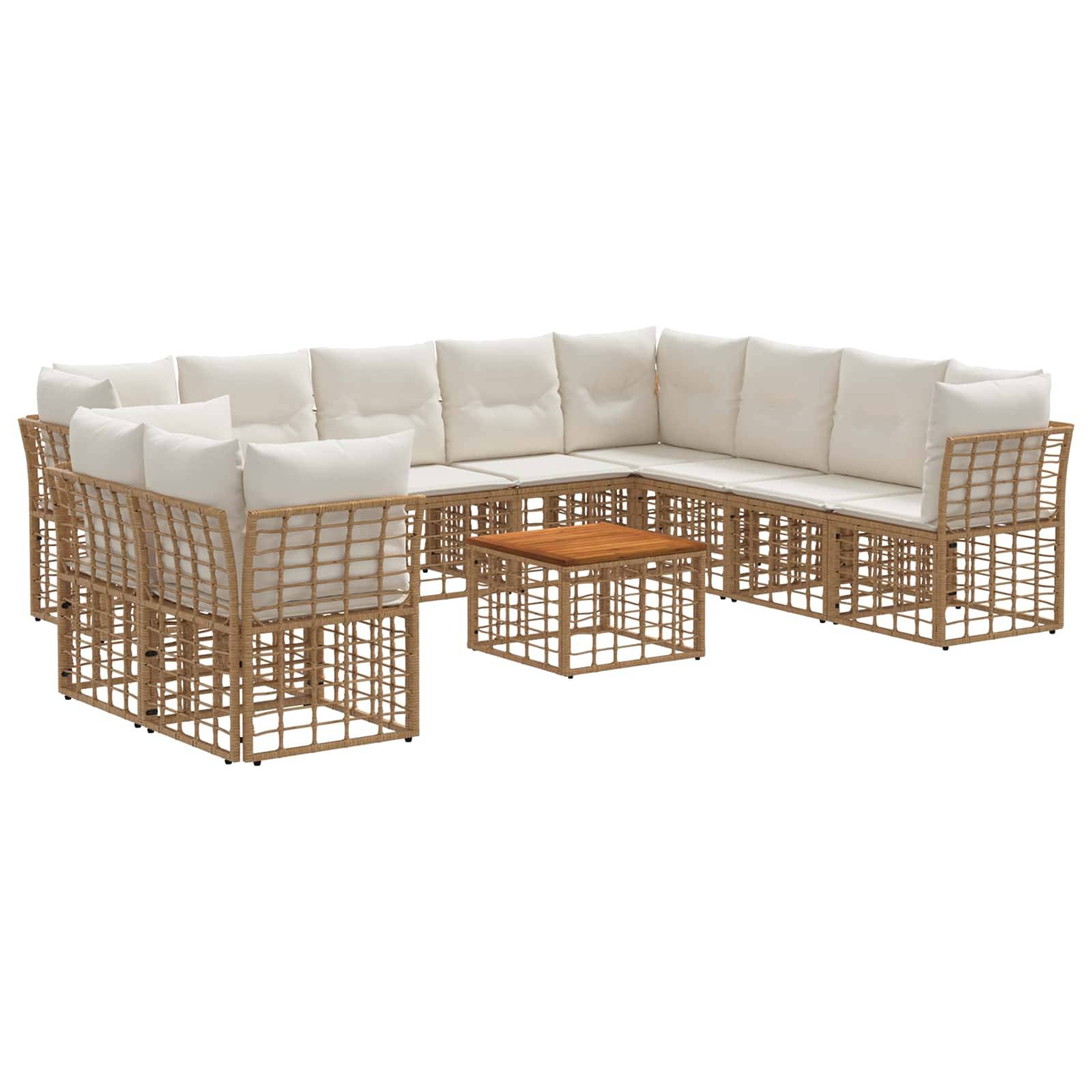 vidaXL Outdoor-Sofagarnitur 11 pcs Natürlich und Cremweiß Polyester