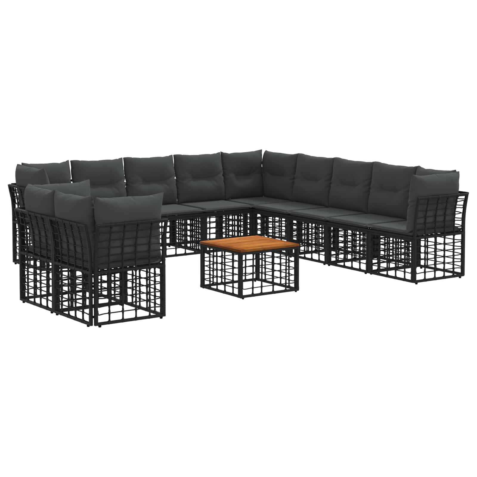 vidaXL Outdoor-Sofagarnitur 12 pcs Schwarz und Dunkelgrau Polyester