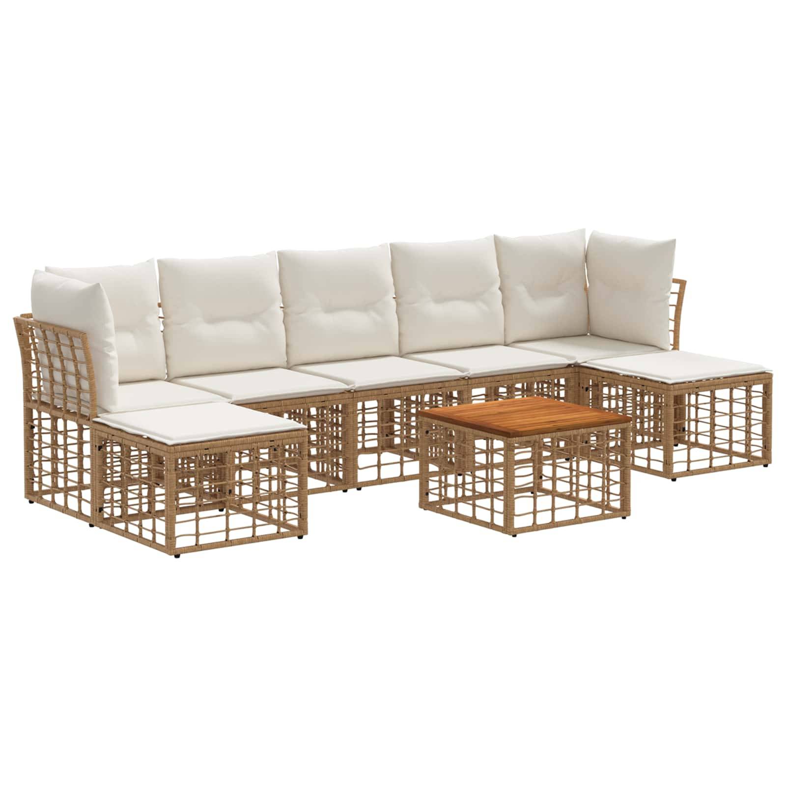 vidaXL Outdoor-Sofagarnitur 8 pcs Natürlich und Cremweiß Polyester