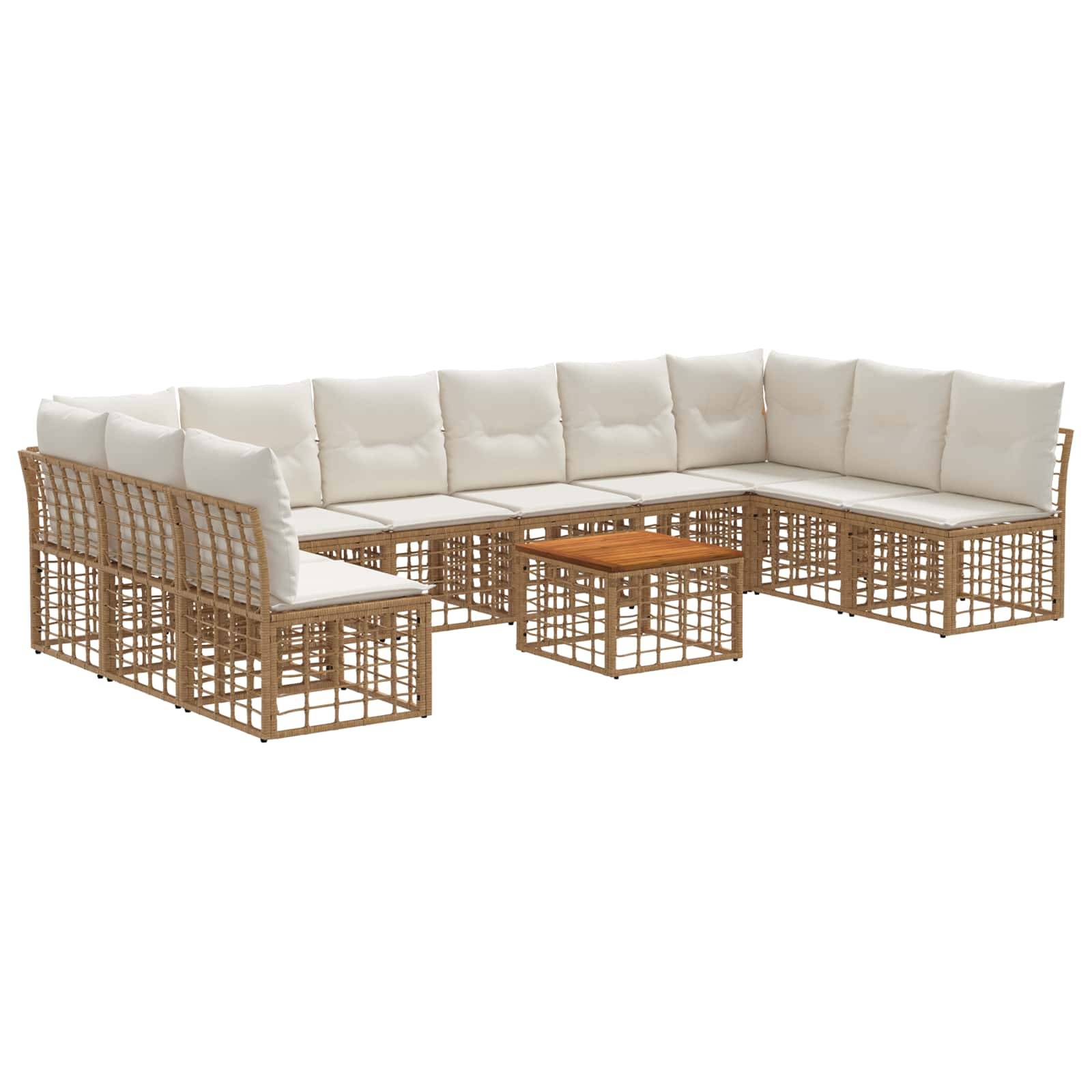 vidaXL Outdoor-Sofagarnitur 11 pcs Natürlich und Cremweiß Polyester