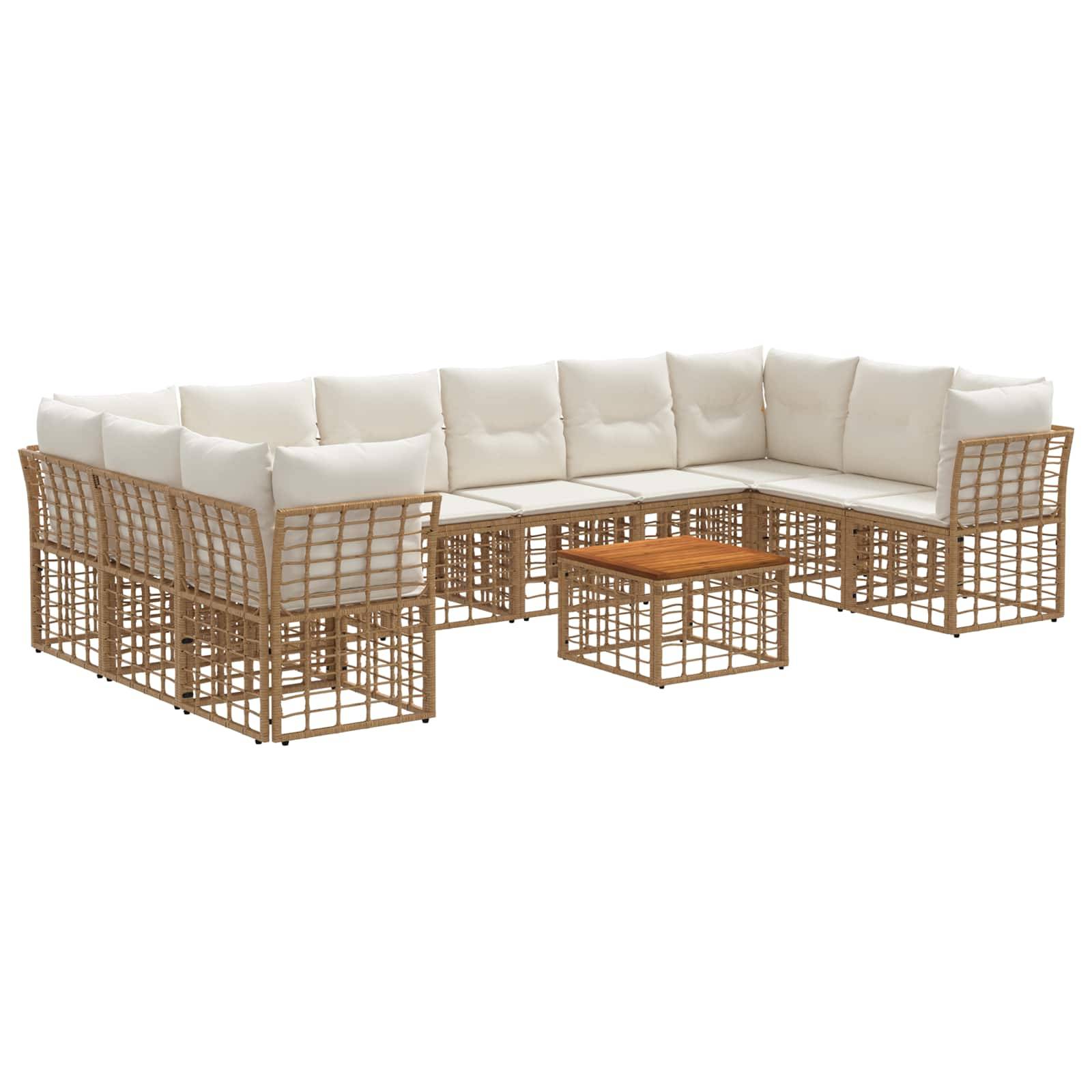 vidaXL Outdoor-Sofagarnitur 11 pcs Natürlich und Cremweiß Polyester