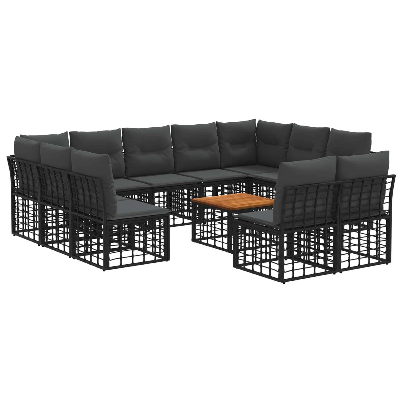 vidaXL Outdoor-Sofagarnitur 12 pcs Schwarz und Dunkelgrau Polyester