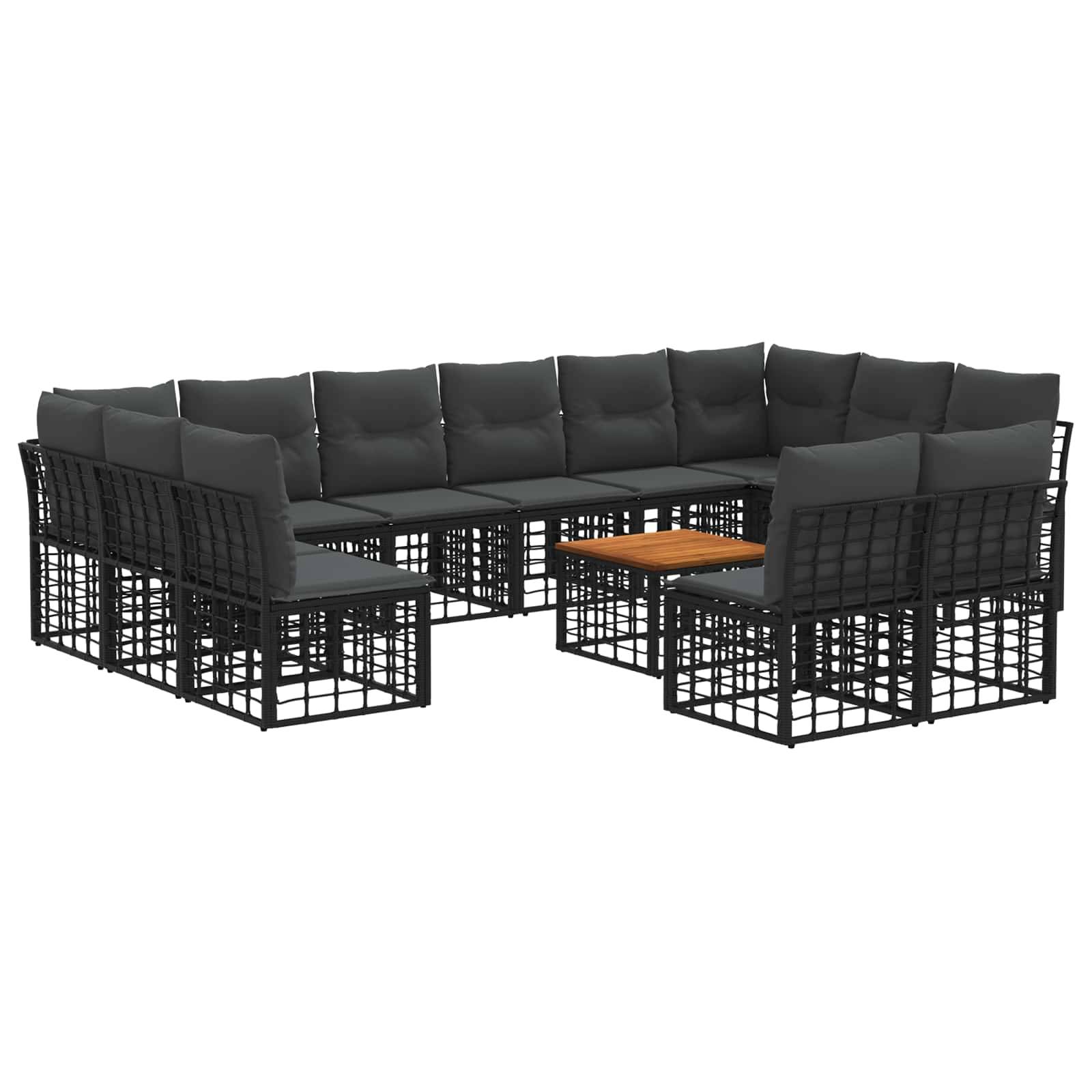 vidaXL Outdoor-Sofagarnitur 13 pcs Schwarz und Dunkelgrau Polyester