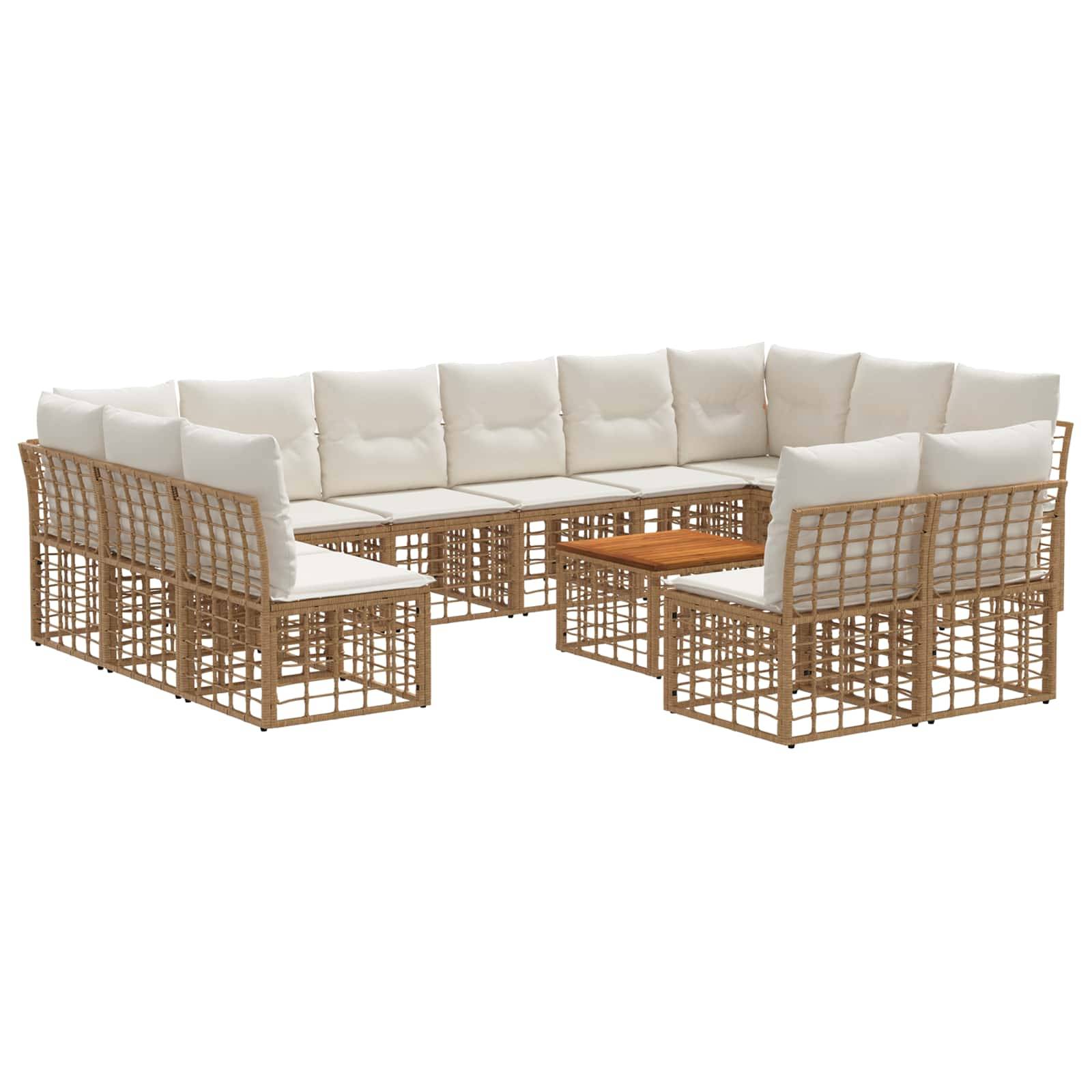 vidaXL Outdoor-Sofagarnitur 13 pcs Natürlich und Cremweiß Polyester