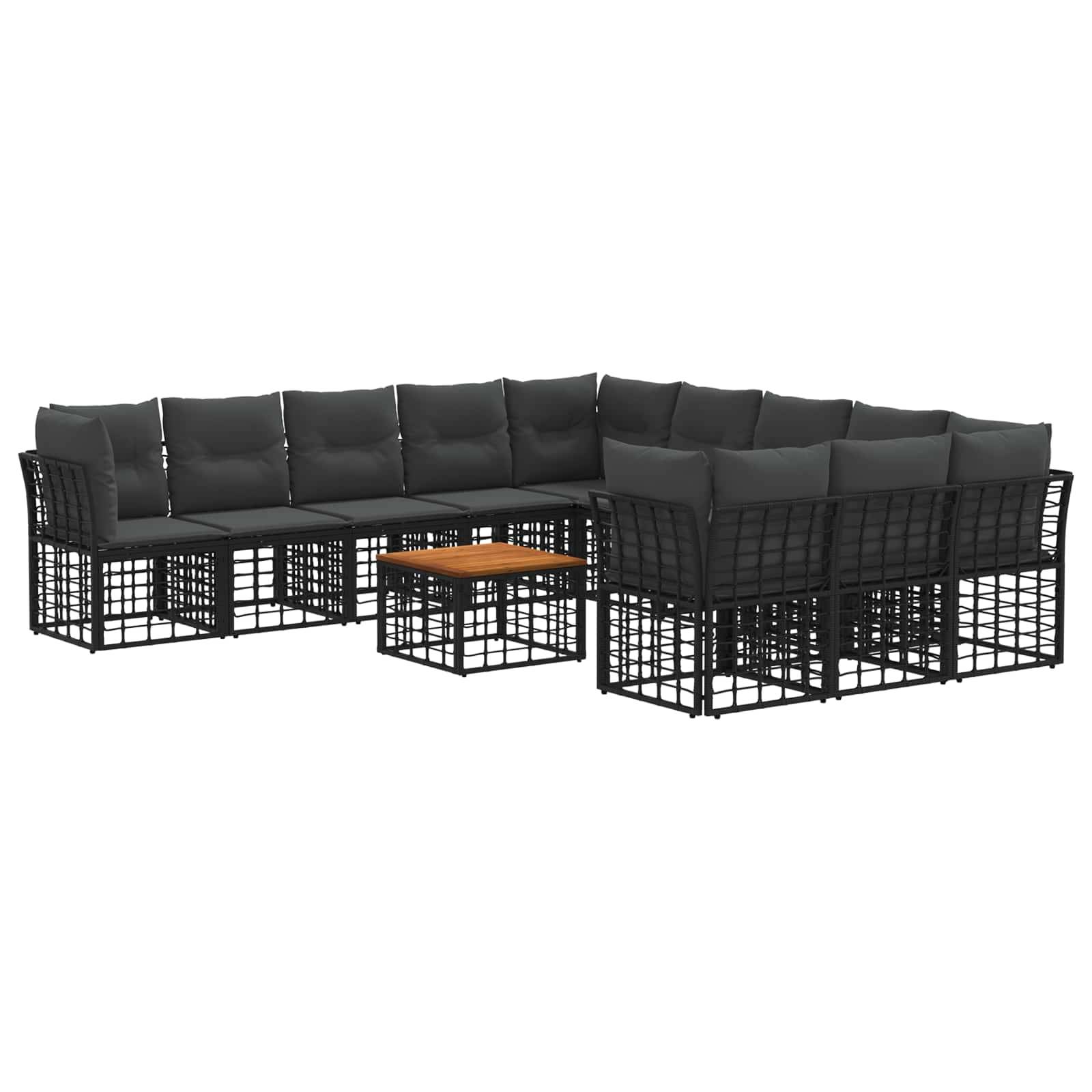 vidaXL Outdoor-Sofagarnitur 12 pcs Schwarz und Dunkelgrau Polyester