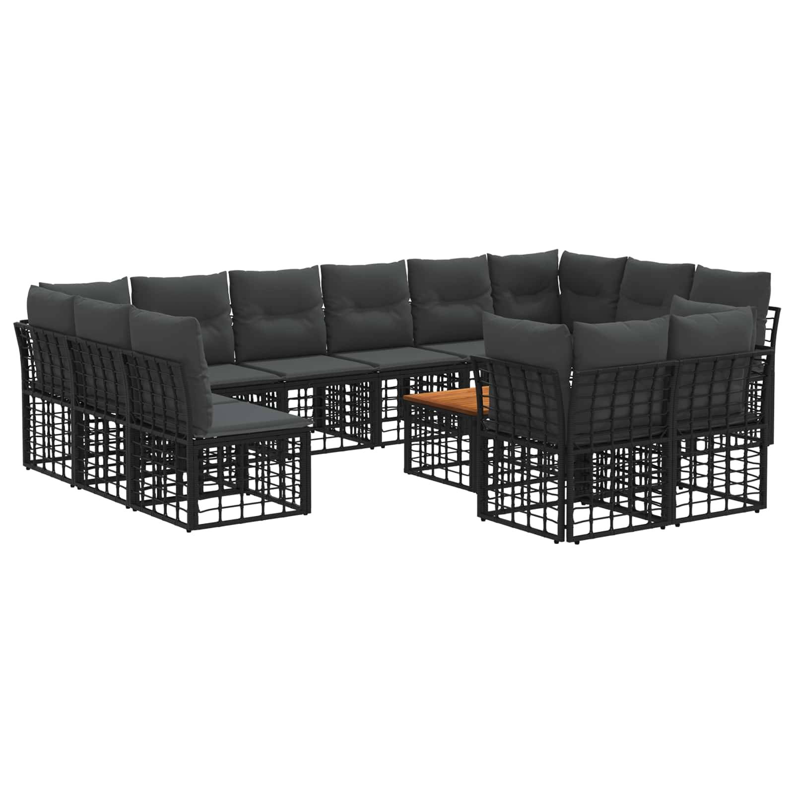 vidaXL Outdoor-Sofagarnitur 13 pcs Schwarz und Dunkelgrau Polyester