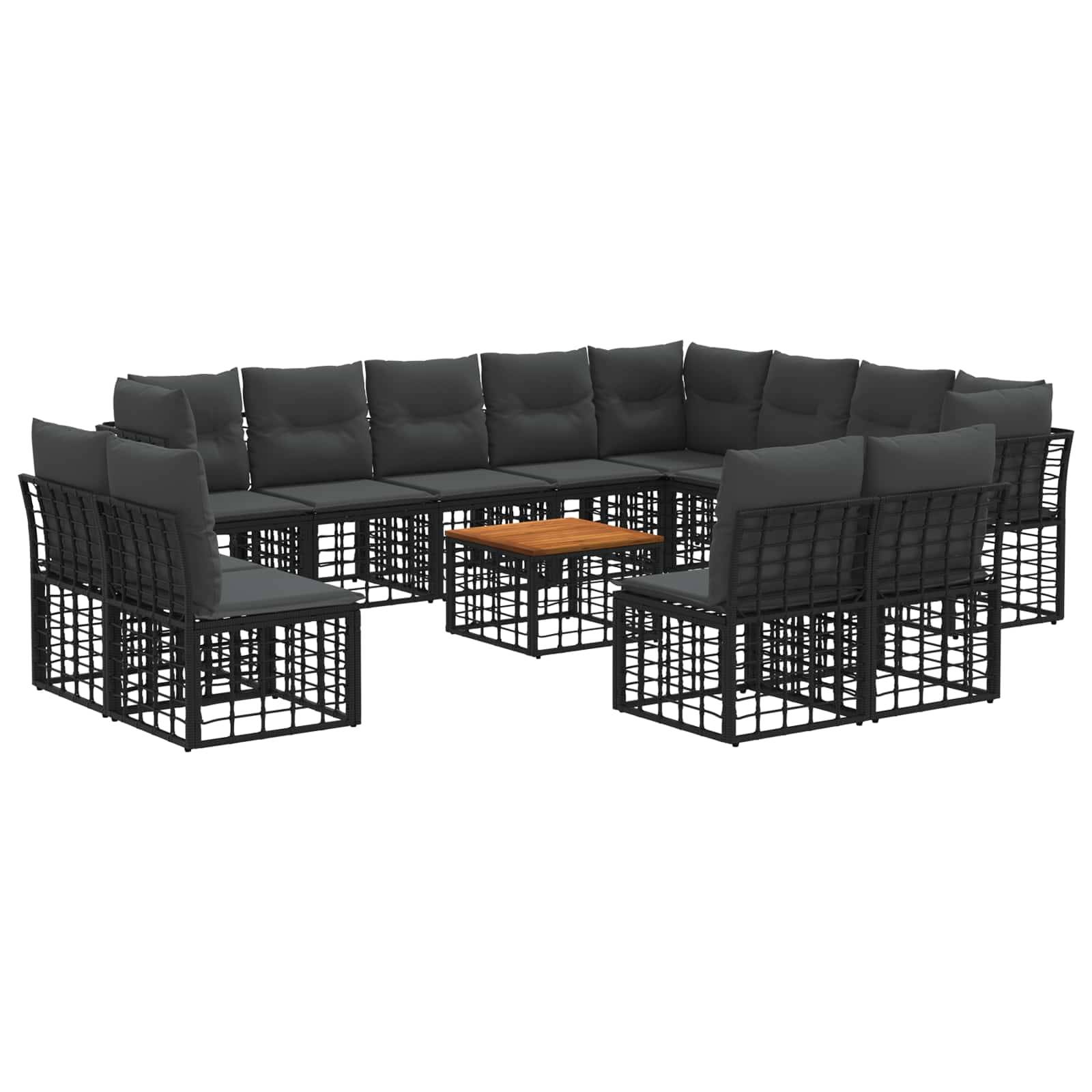 vidaXL Outdoor-Sofagarnitur 13 pcs Schwarz und Dunkelgrau Polyester