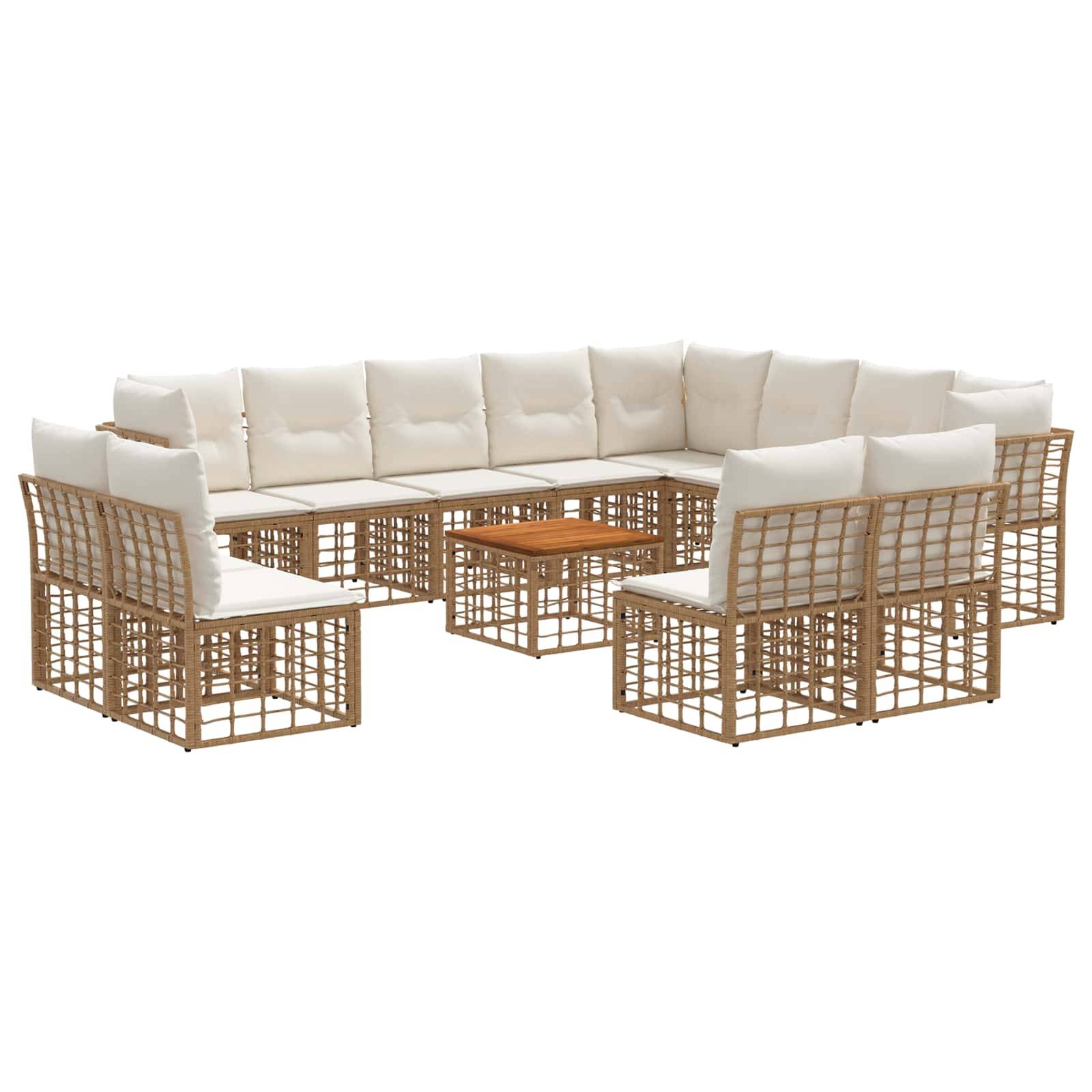 vidaXL Outdoor-Sofagarnitur 13 pcs Natürlich und Cremweiß Polyester