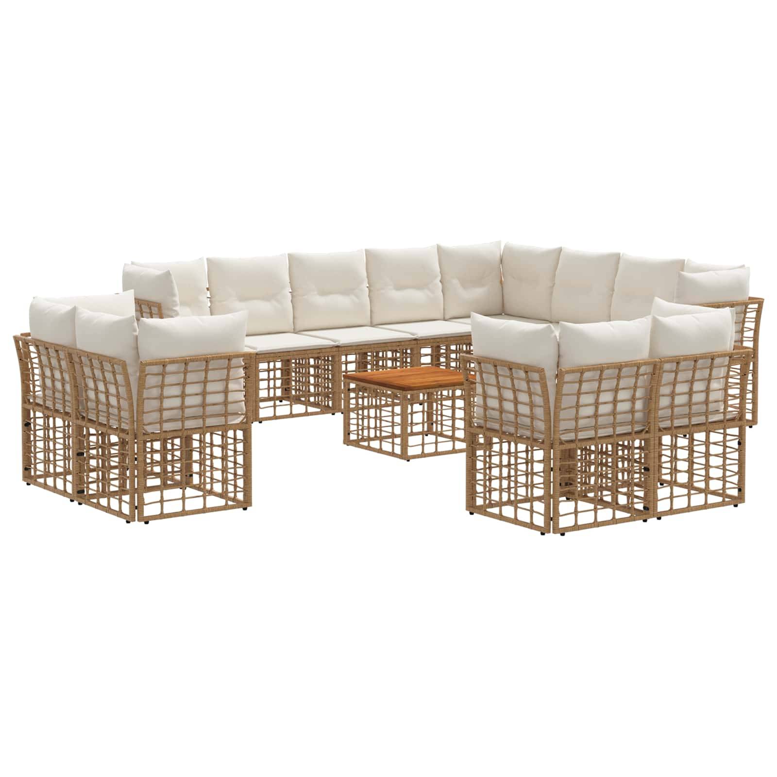 vidaXL Outdoor-Sofagarnitur 13 pcs Natürlich und Cremweiß Polyester