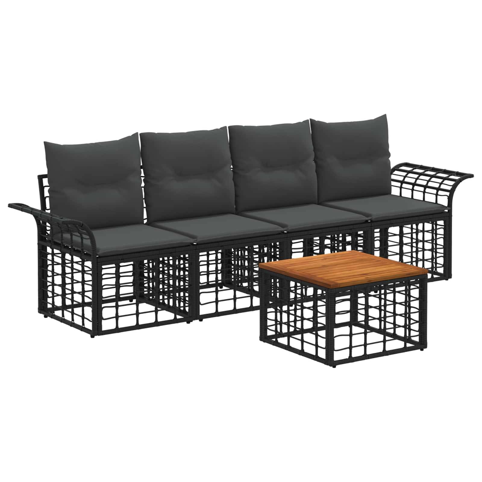 vidaXL Outdoor-Sofagarnitur 5 pcs Schwarz und Dunkelgrau Polyester