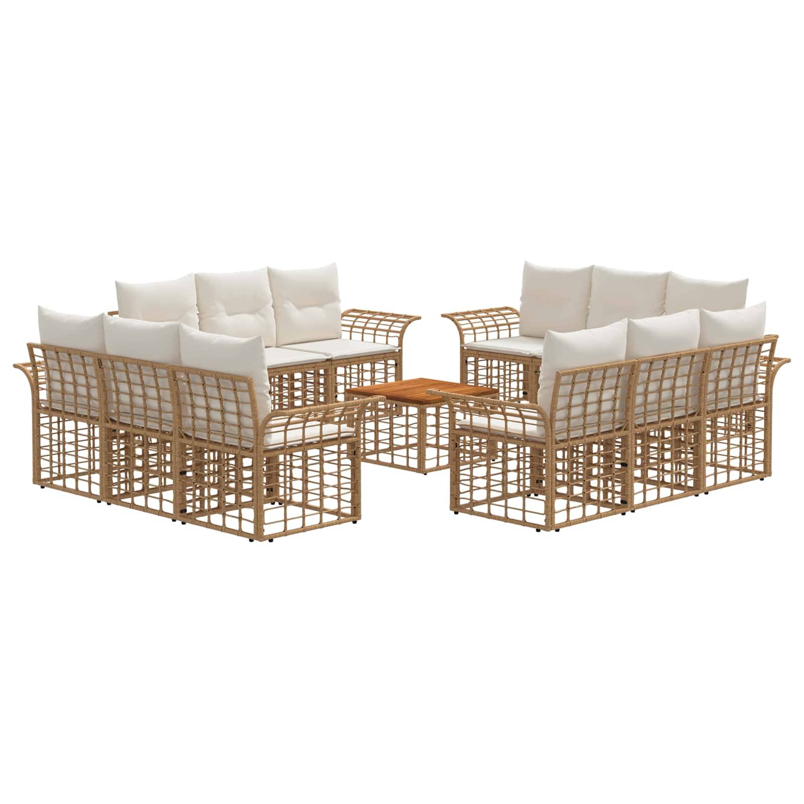 vidaXL Outdoor-Sofagarnitur 13 pcs Natürlich und Cremweiß Polyester