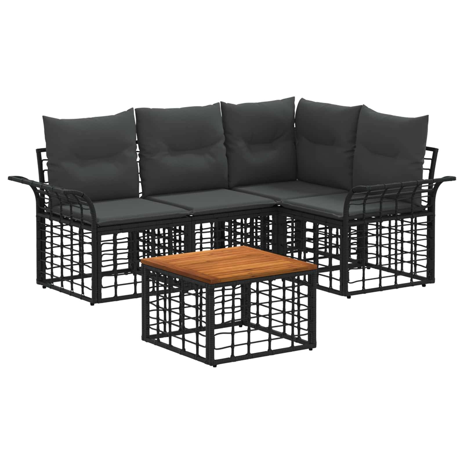 vidaXL Outdoor-Sofagarnitur 5 pcs Schwarz und Dunkelgrau Polyester
