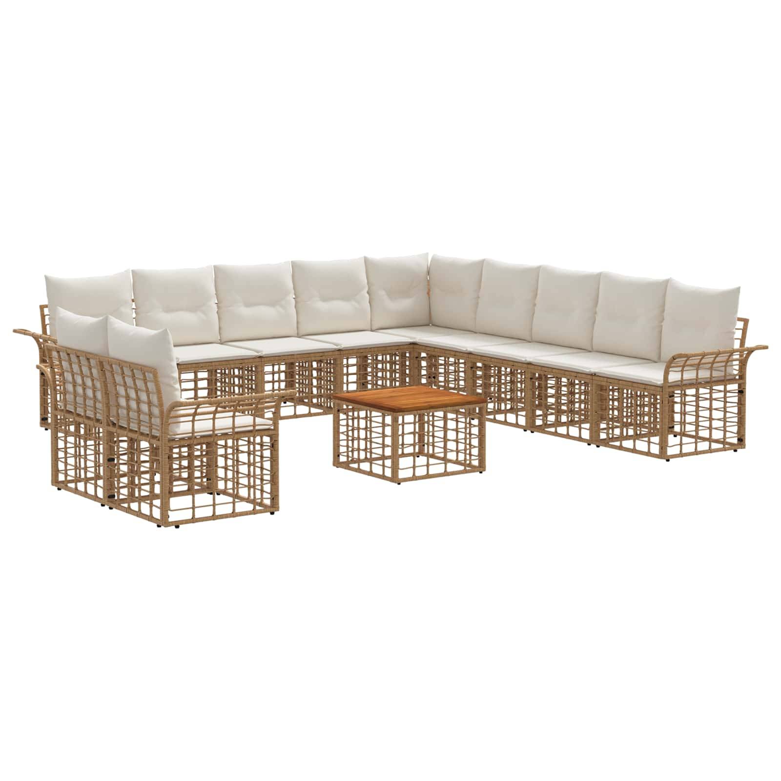 vidaXL Outdoor-Sofagarnitur 12 pcs Natürlich und Cremweiß Polyester