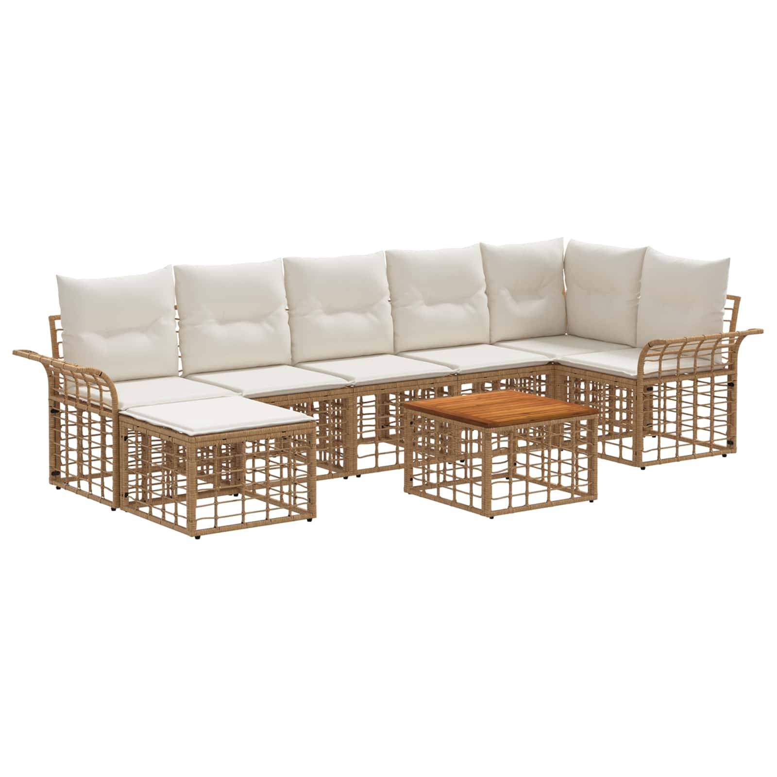 vidaXL Outdoor-Sofagarnitur 8 pcs Natürlich und Cremweiß Polyester
