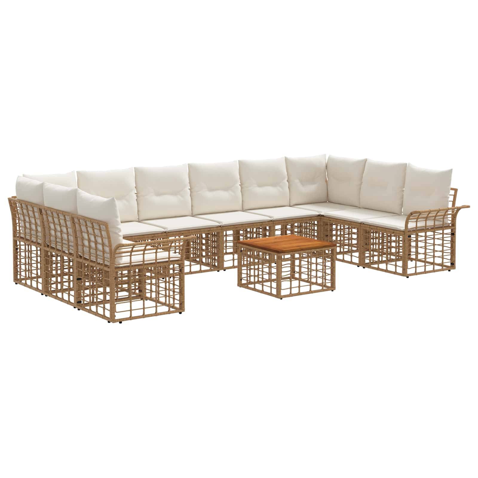 vidaXL Outdoor-Sofagarnitur 11 pcs Natürlich und Cremweiß Polyester