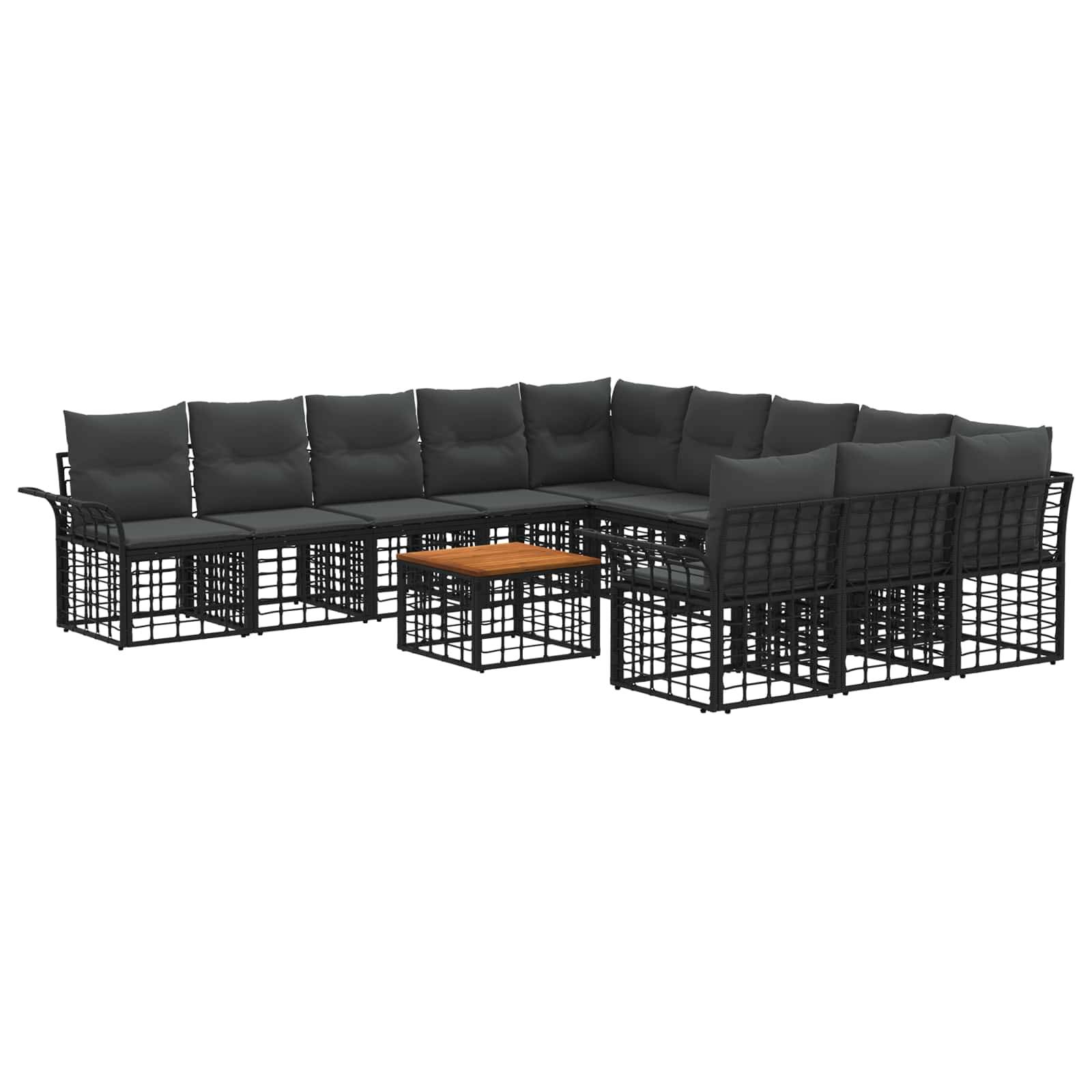 vidaXL Outdoor-Sofagarnitur 12 pcs Schwarz und Dunkelgrau Polyester